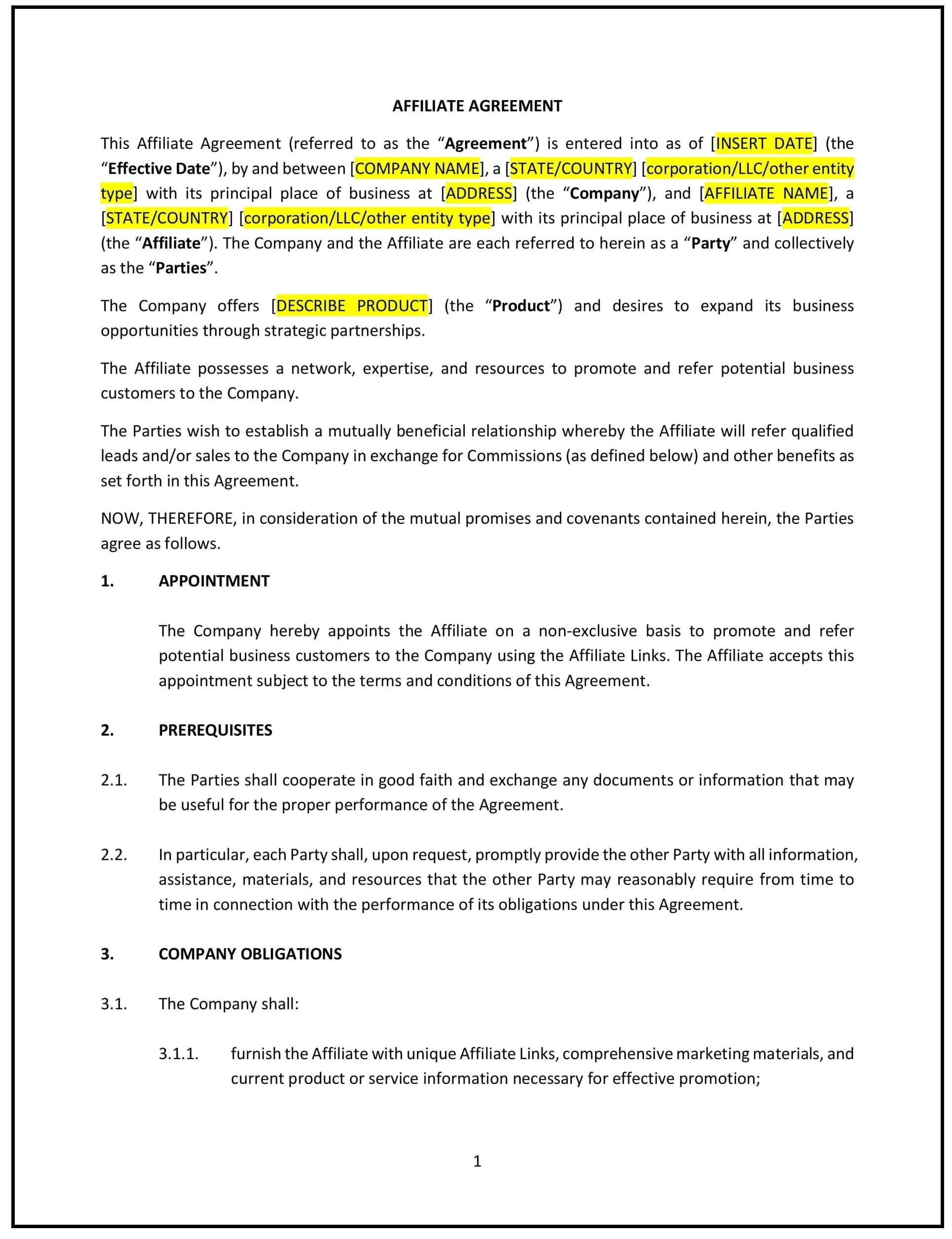 Affiliate-Agreement--Pennsylvania--1-1