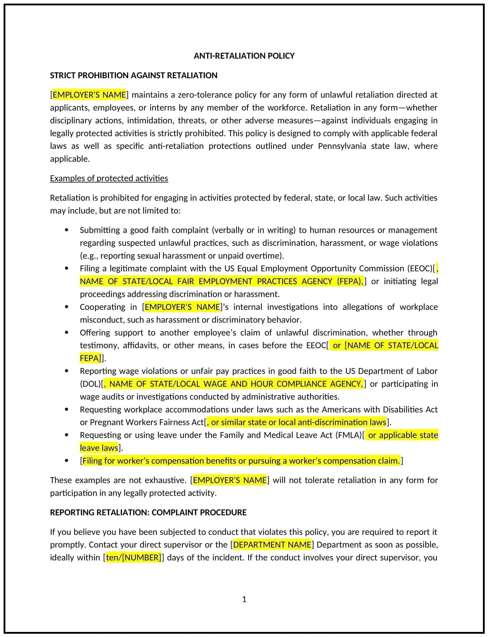 Anti-Retaliation-Policy--Pennsylvania--1-1-1