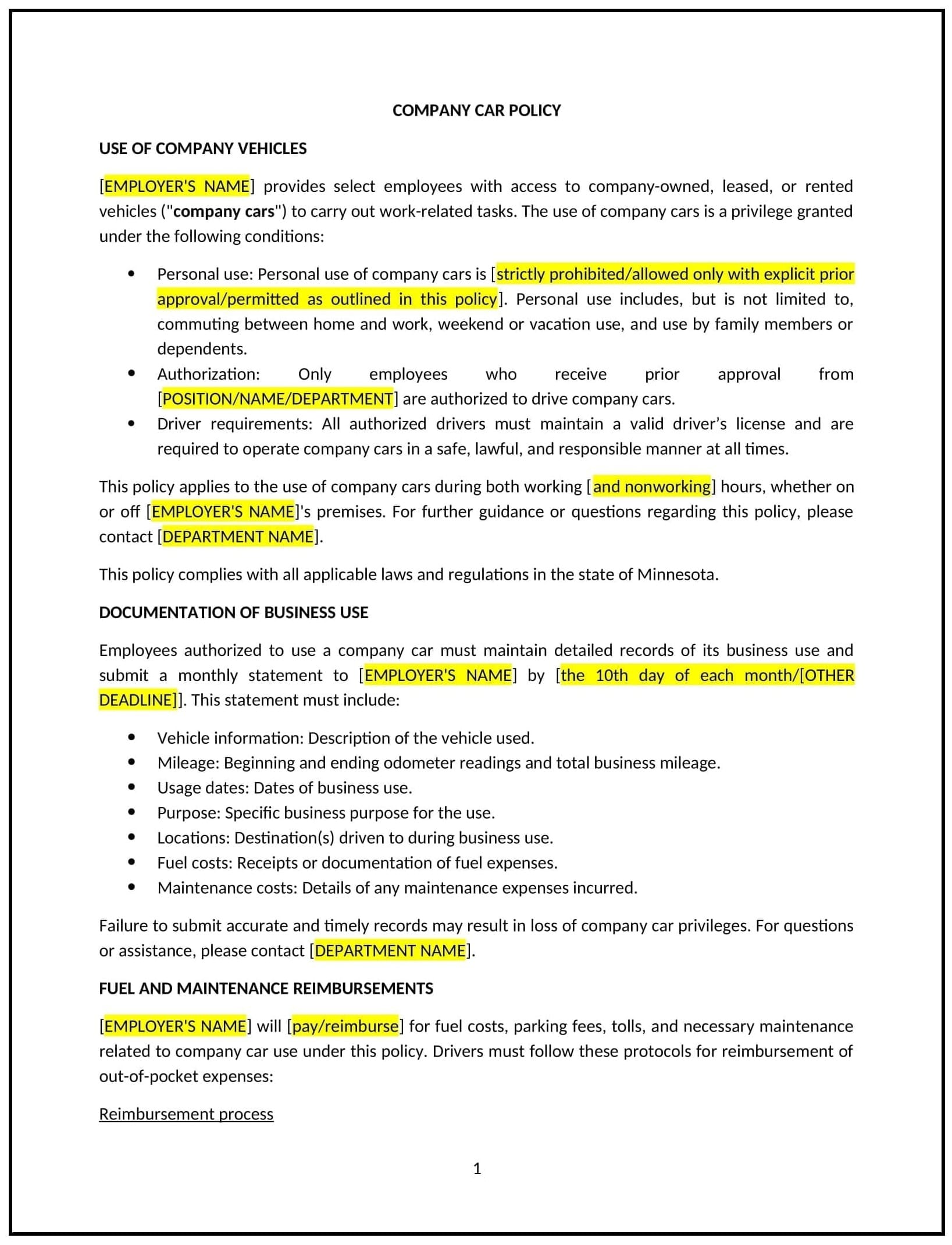 Company-Car-Policy--Minnesota--1-1-1