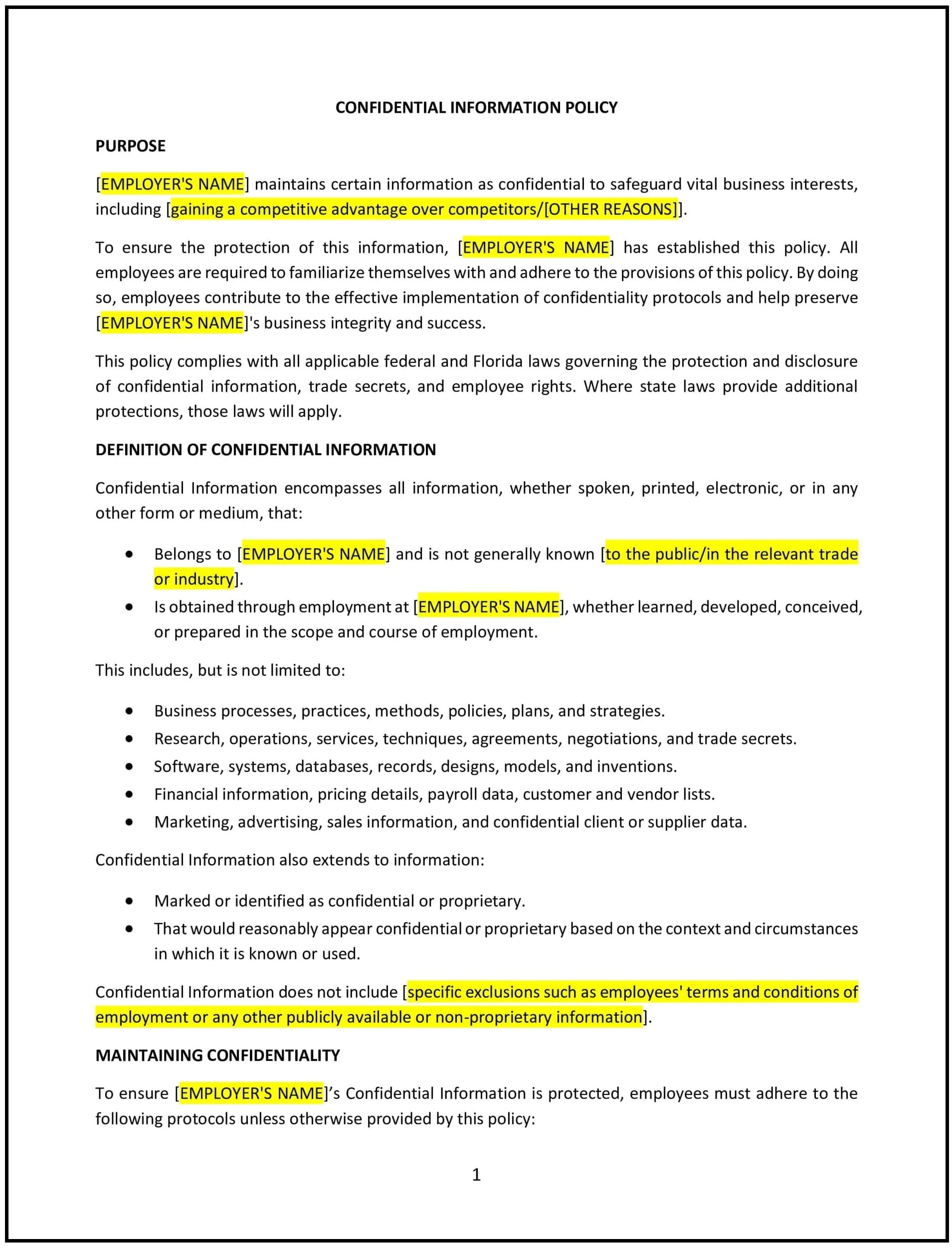 Confidential-Information-Policy--Florida--1-1