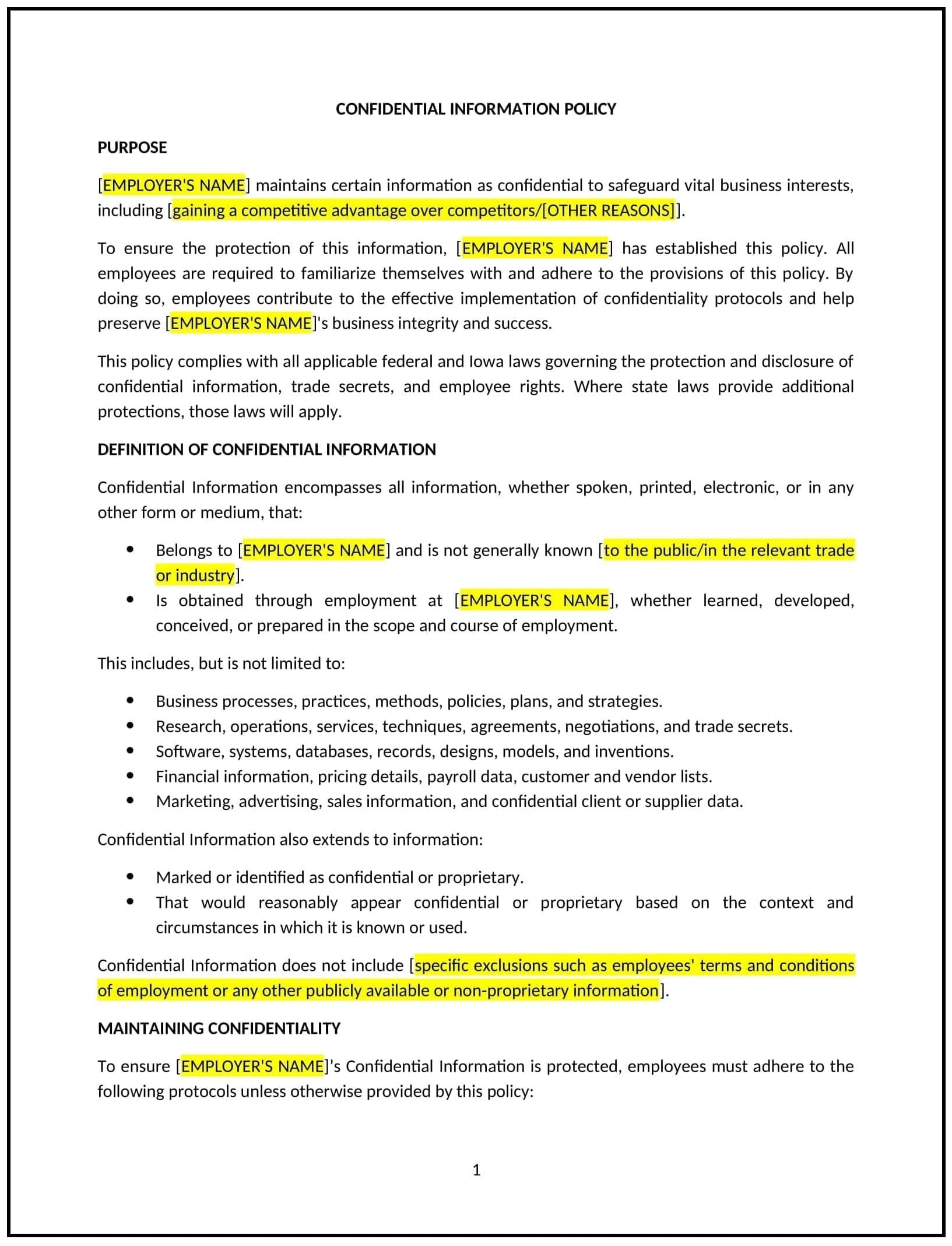 Confidential-Information-Policy--Iowa--1-1-1