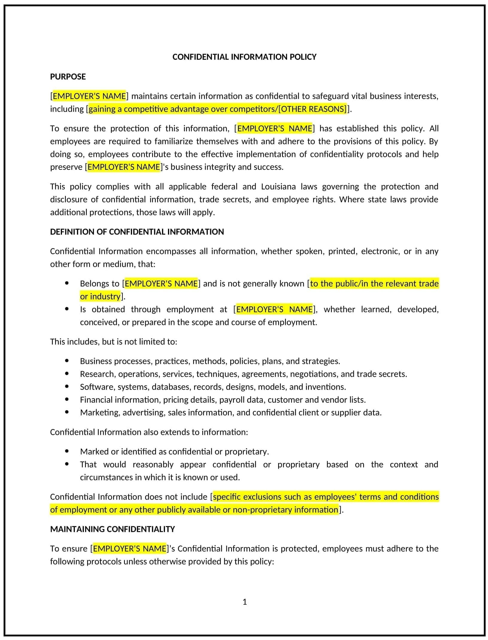 Confidential-Information-Policy--Louisiana--1-1-1