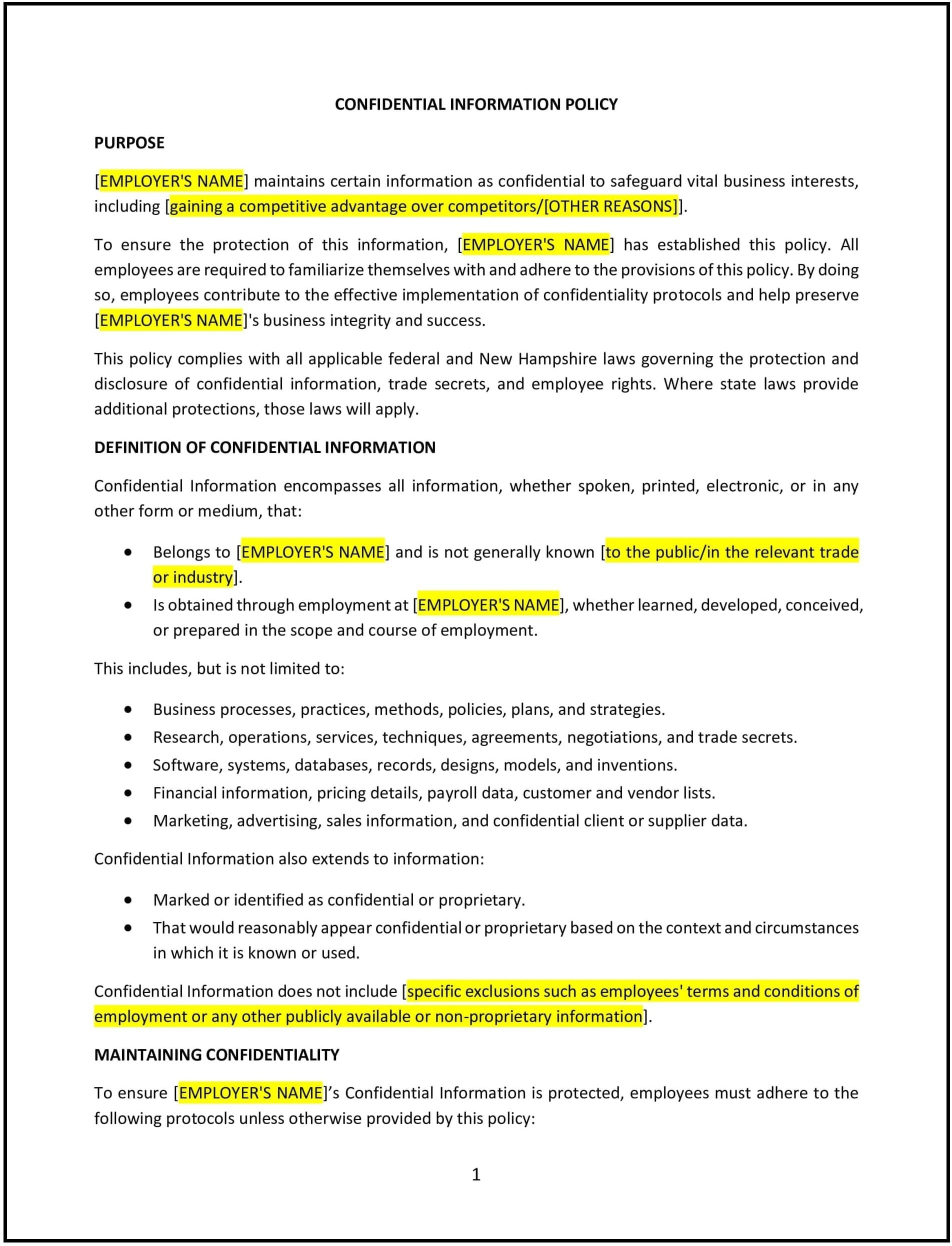 Confidential-Information-Policy--New-Hampshire--1-1