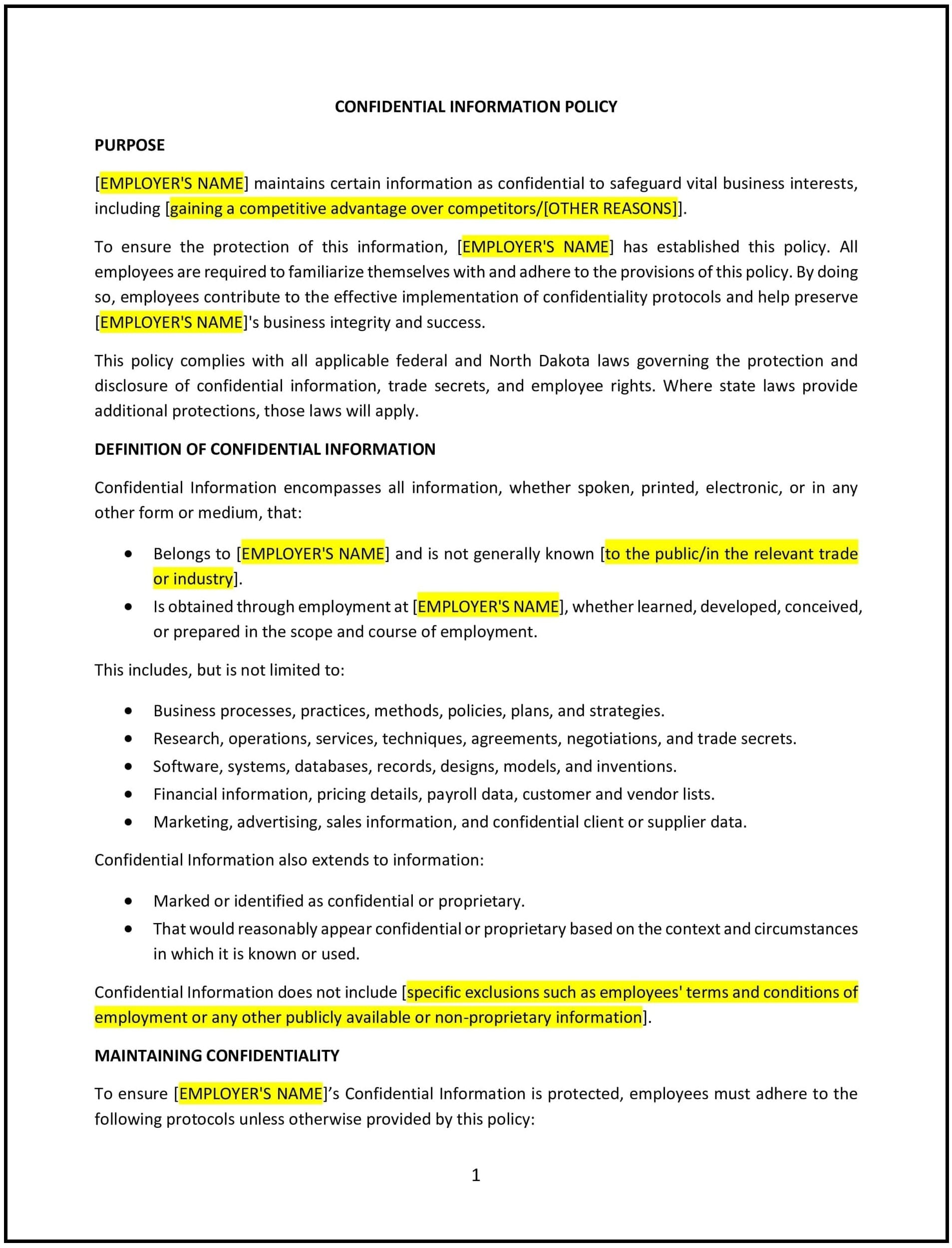 Confidential-Information-Policy--North-Dakota--1-1