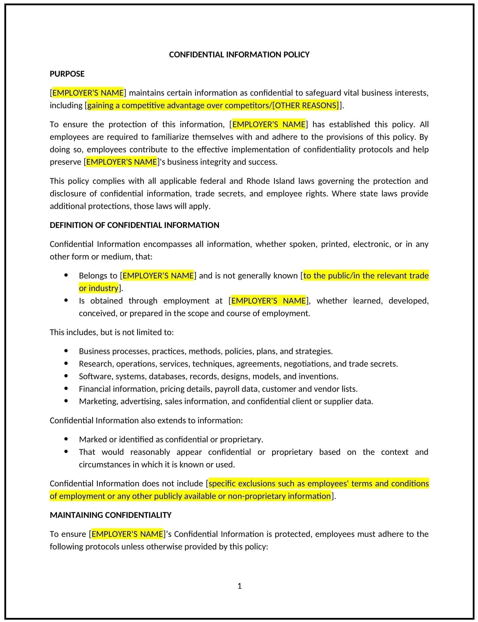 Confidential-Information-Policy--Rhode-Island--1-1-1