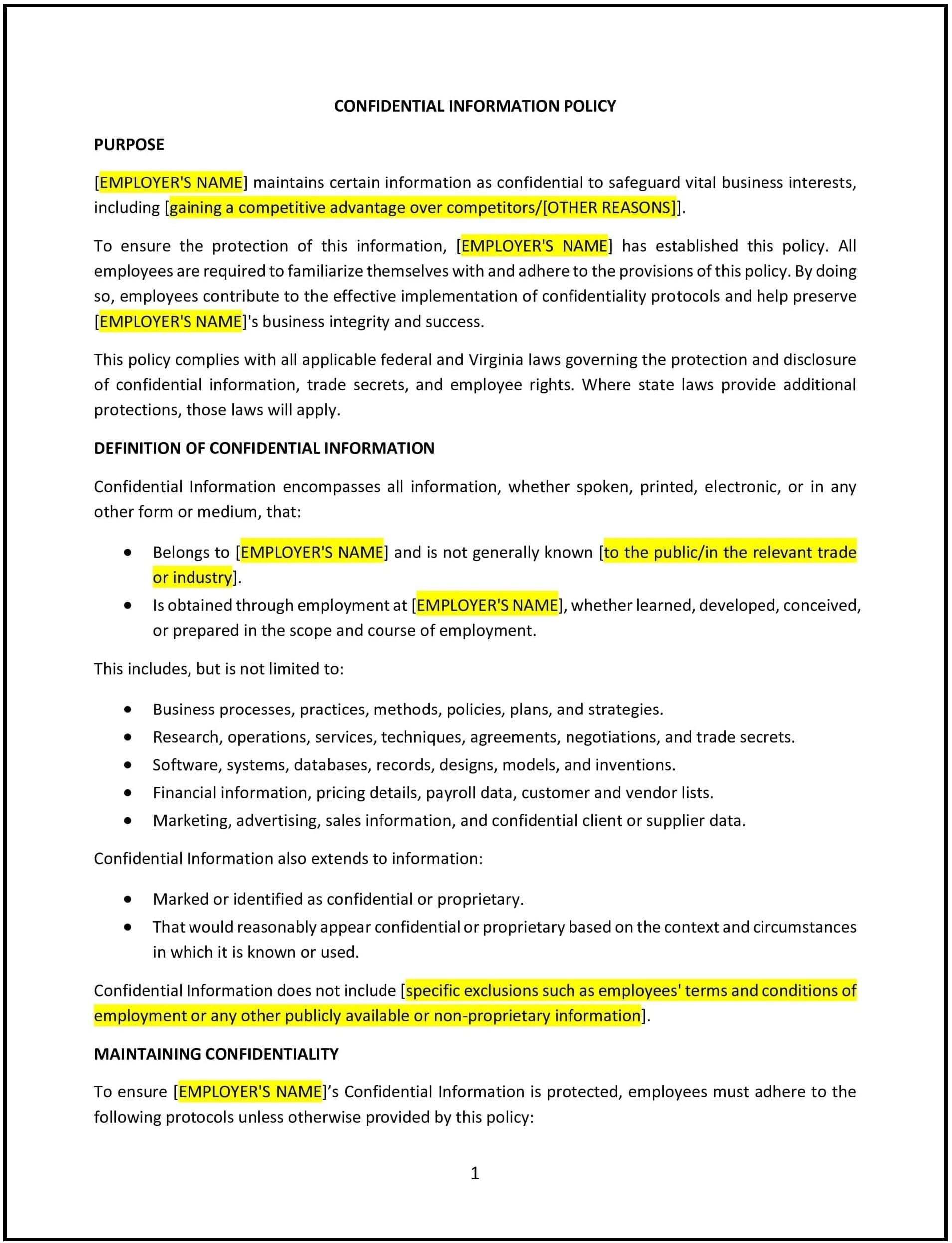Confidential-Information-Policy--Virginia--1-1