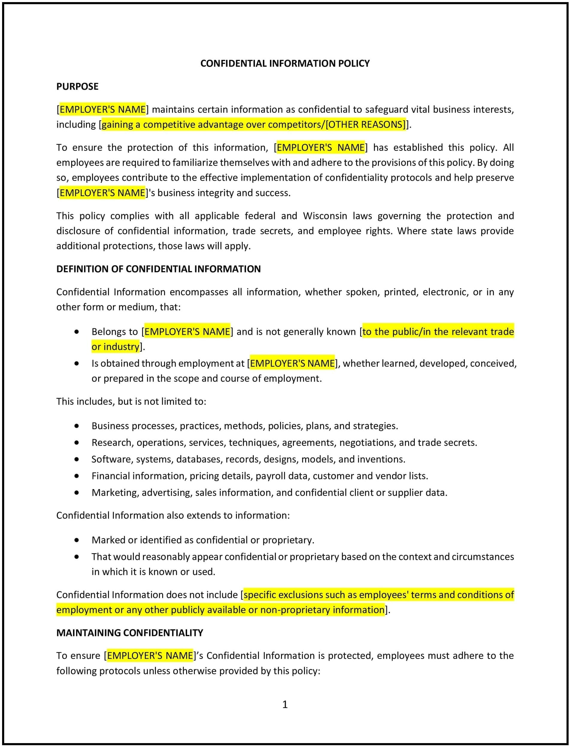 Confidential-Information-Policy--Wisconsin--1-1