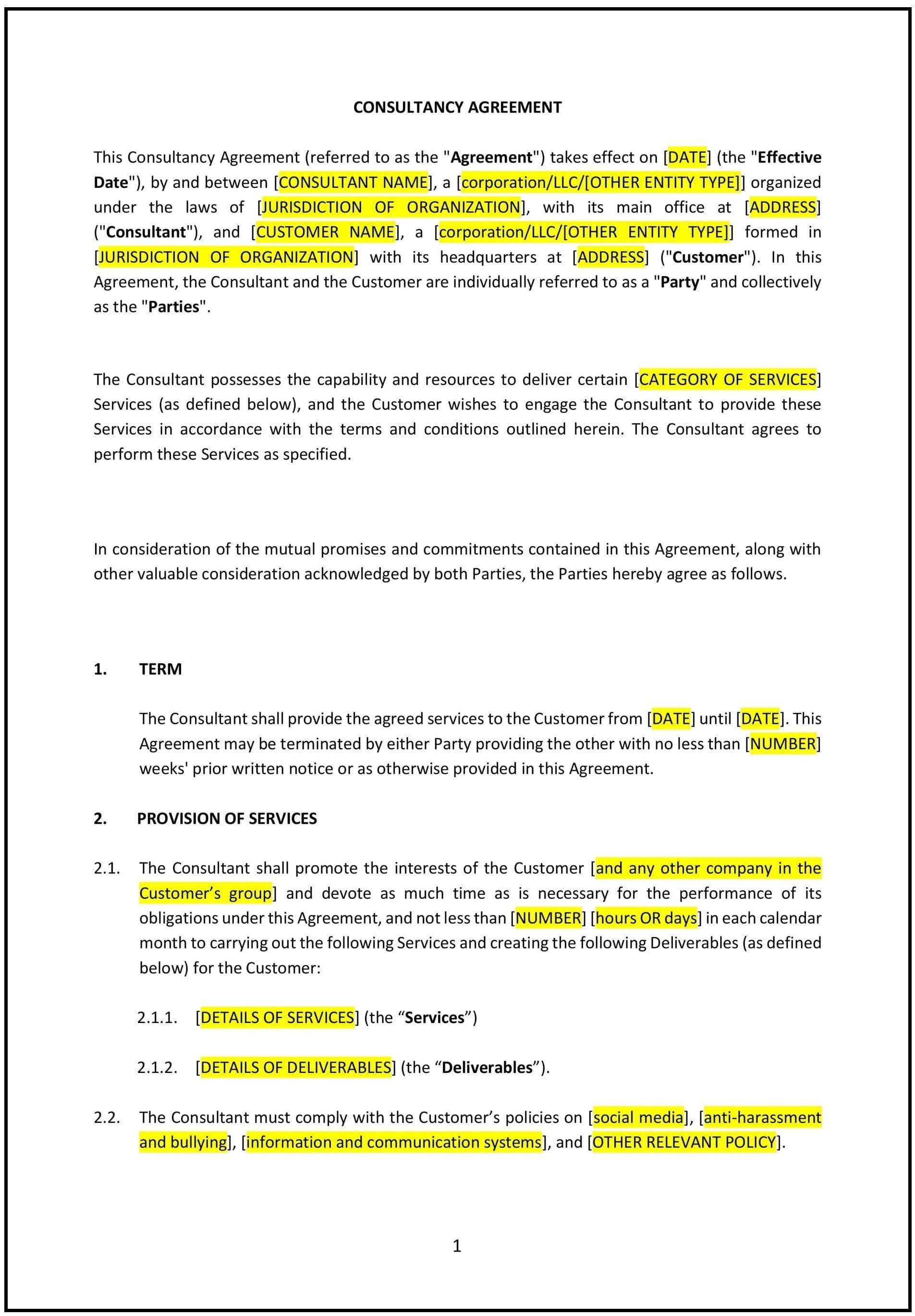 Consultancy-Agreement--Florida---Pro-Customer--1-1