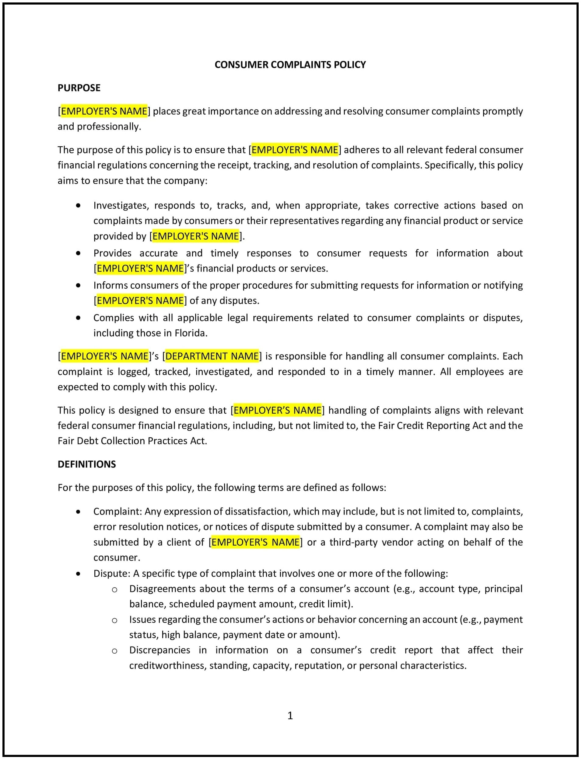 Consumer-Complaints-Policy--Florida--1-1