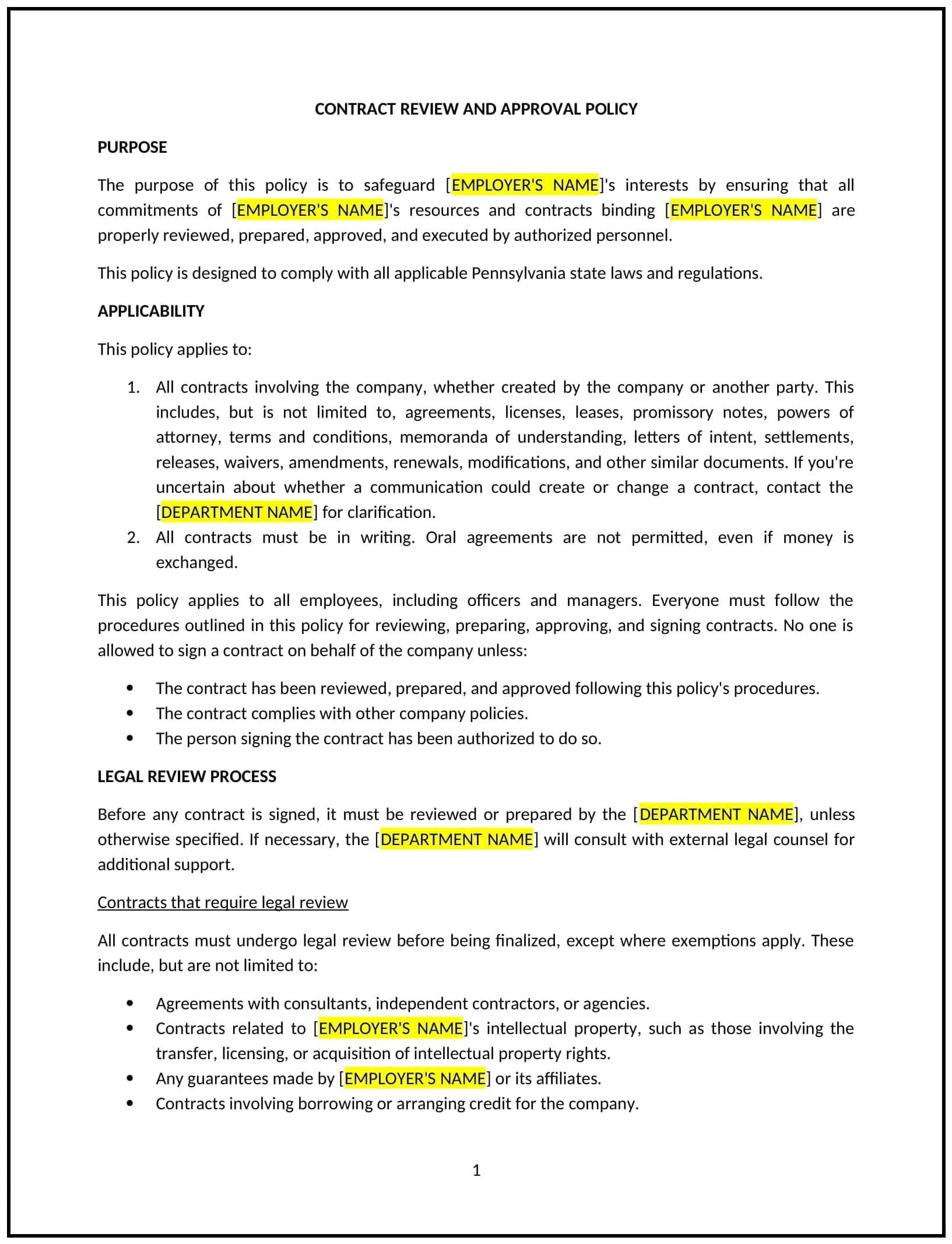 Contract-Review-and-Approval-Policy--Pennsylvania--1-1-1