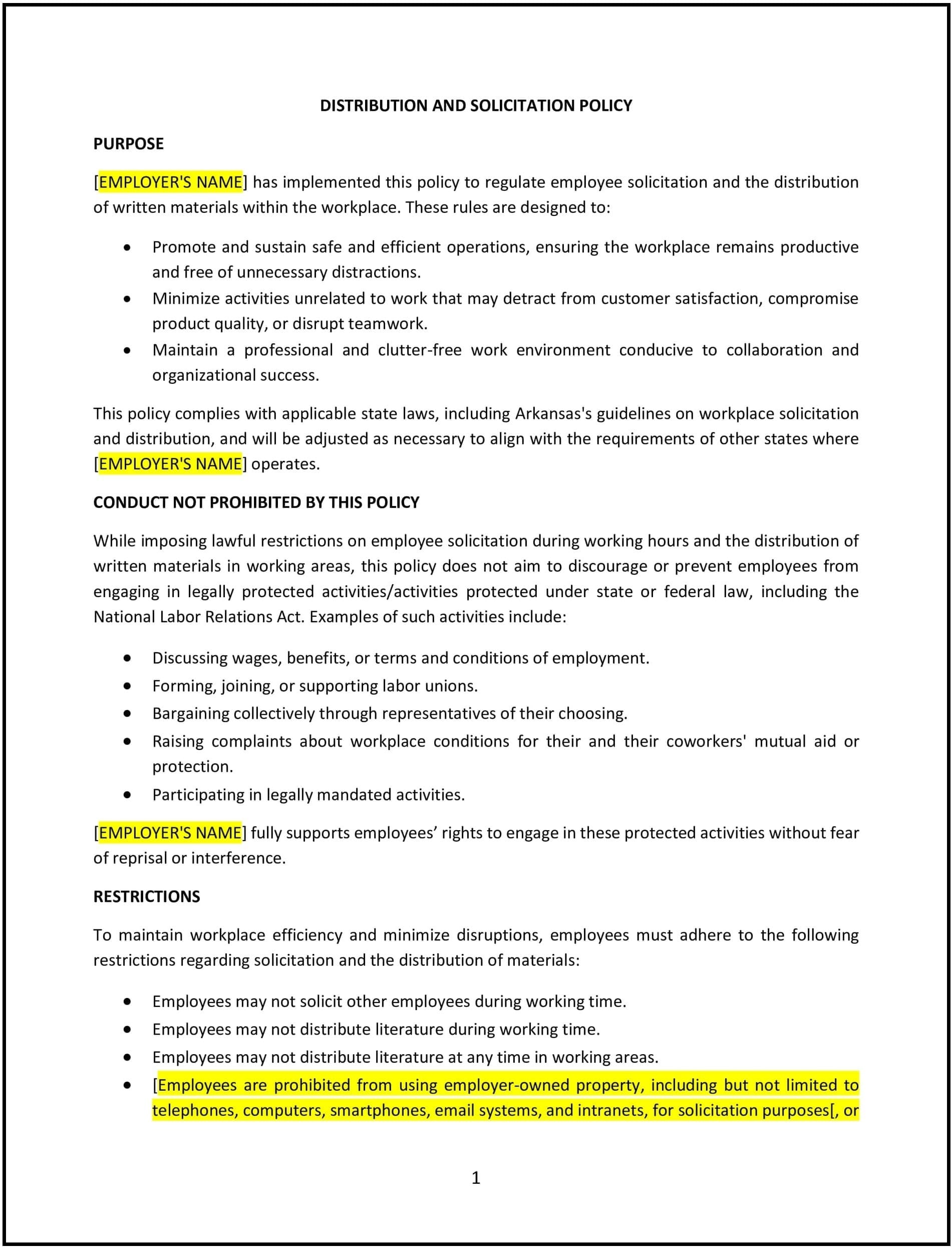 Distribution-and-Solicitation-Policy--Arkansas--1-1