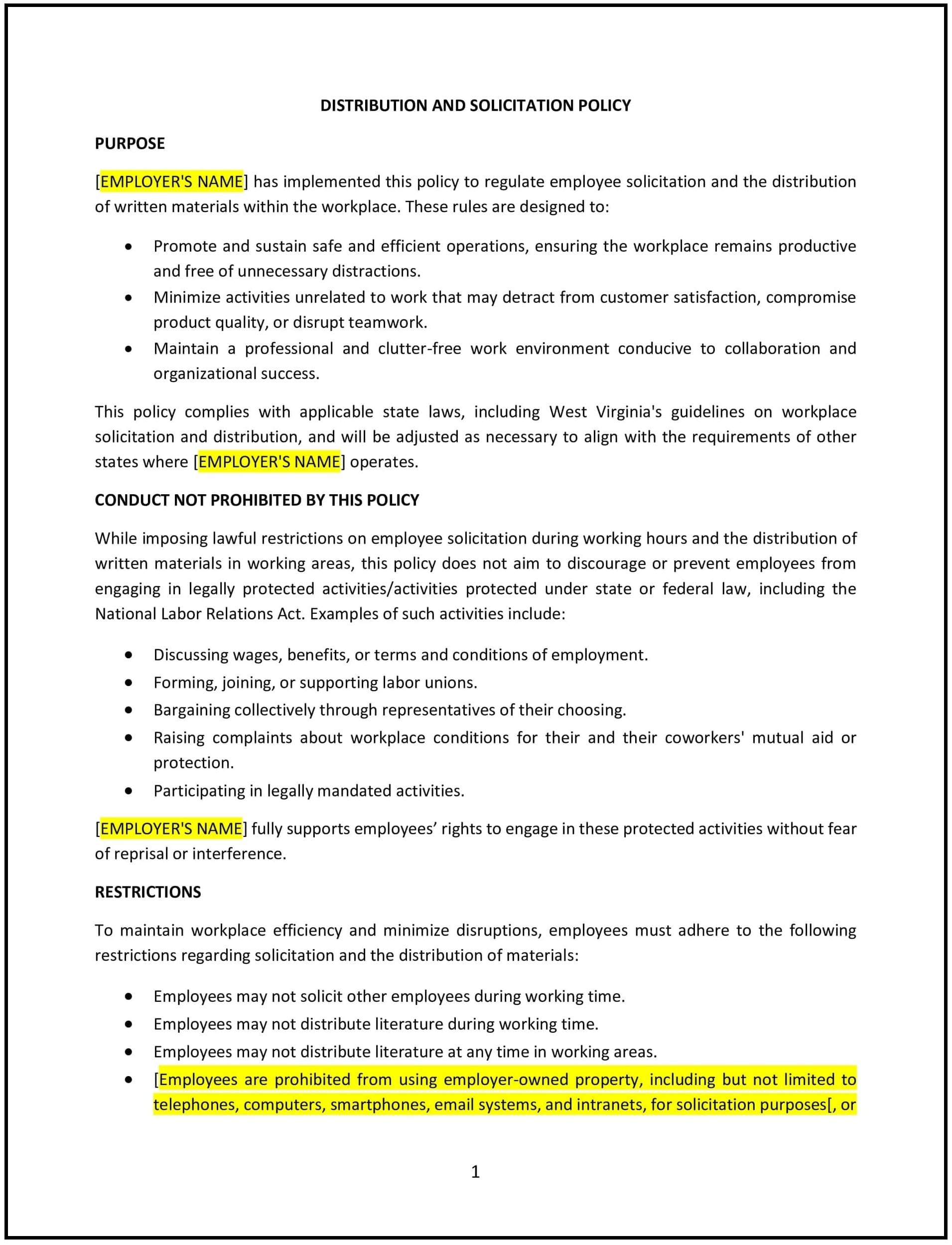Distribution-and-Solicitation-Policy--West-Virginia--1-1