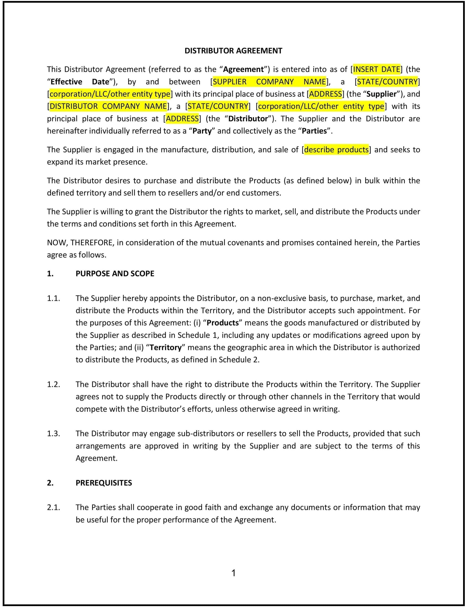 Distributor-Agreement--Minnesota--1-1