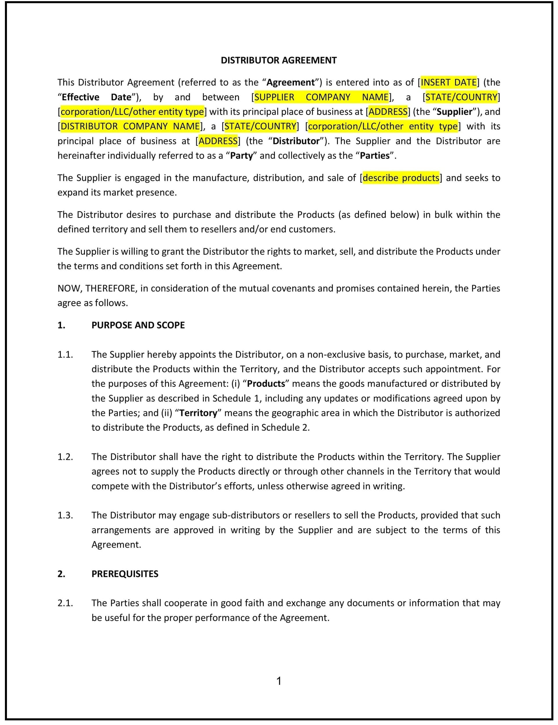 Distributor-Agreement--New-York--1-1