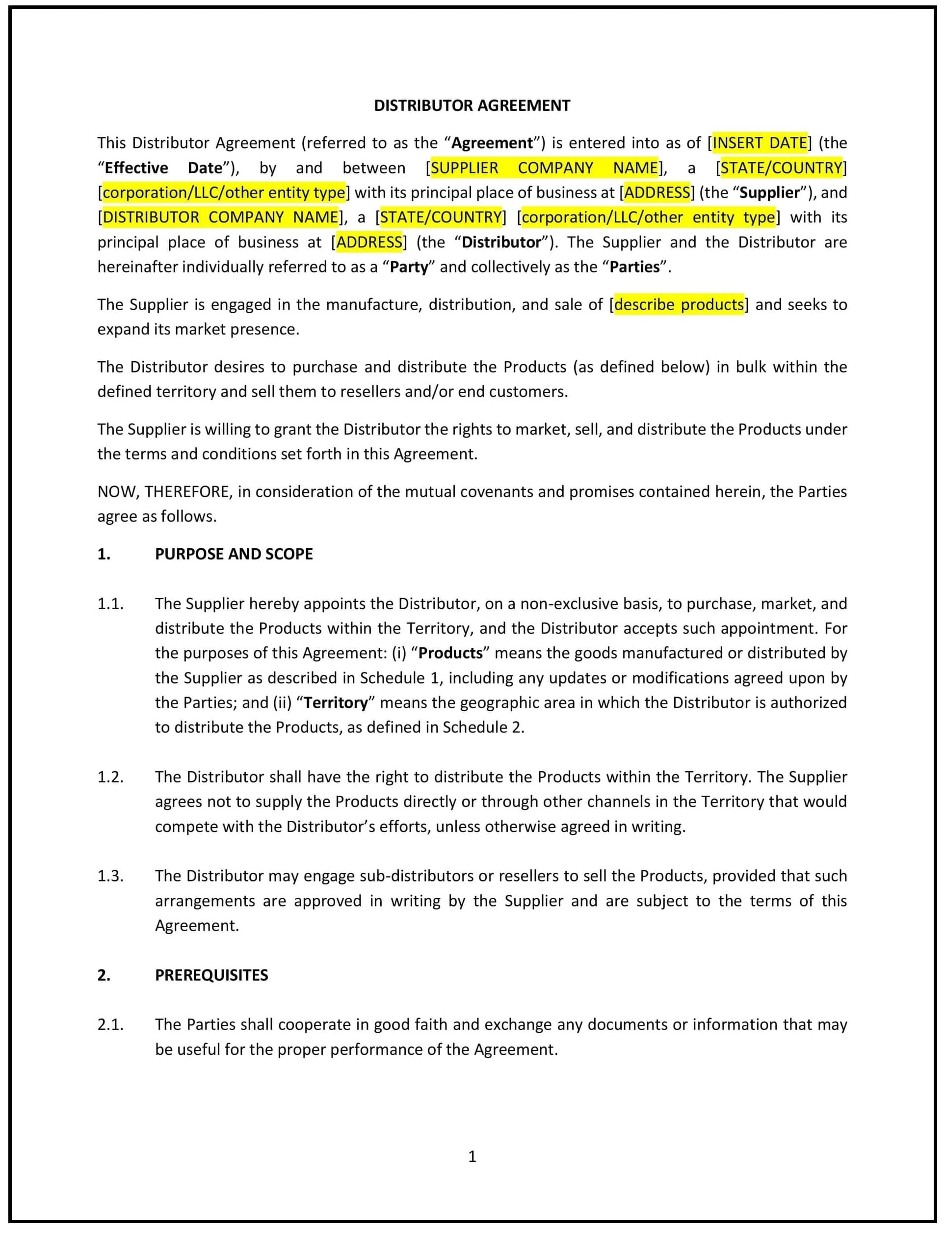 Distributor-Agreement--Oregon--1-1