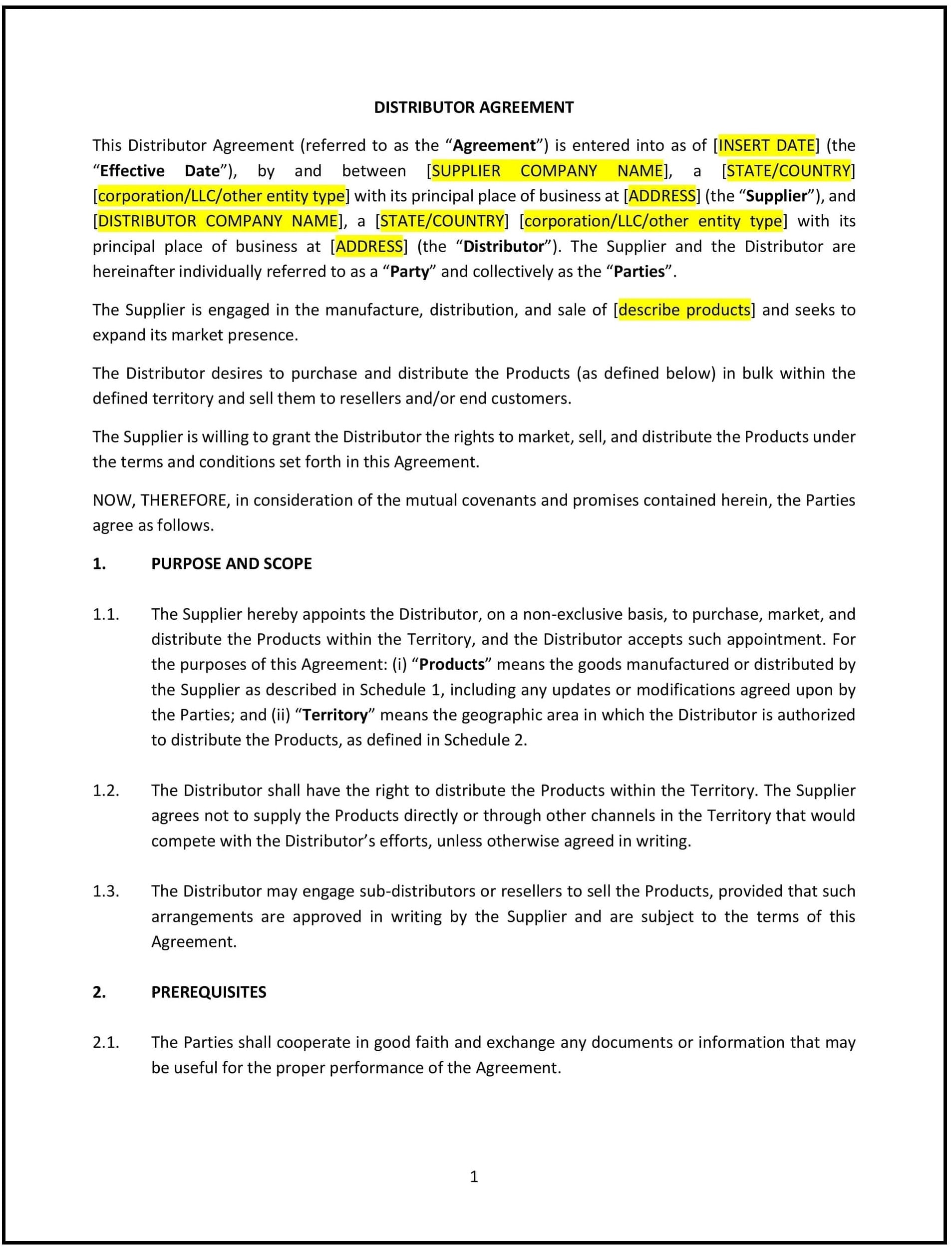 Distributor-Agreement--Wisconsin--1-1