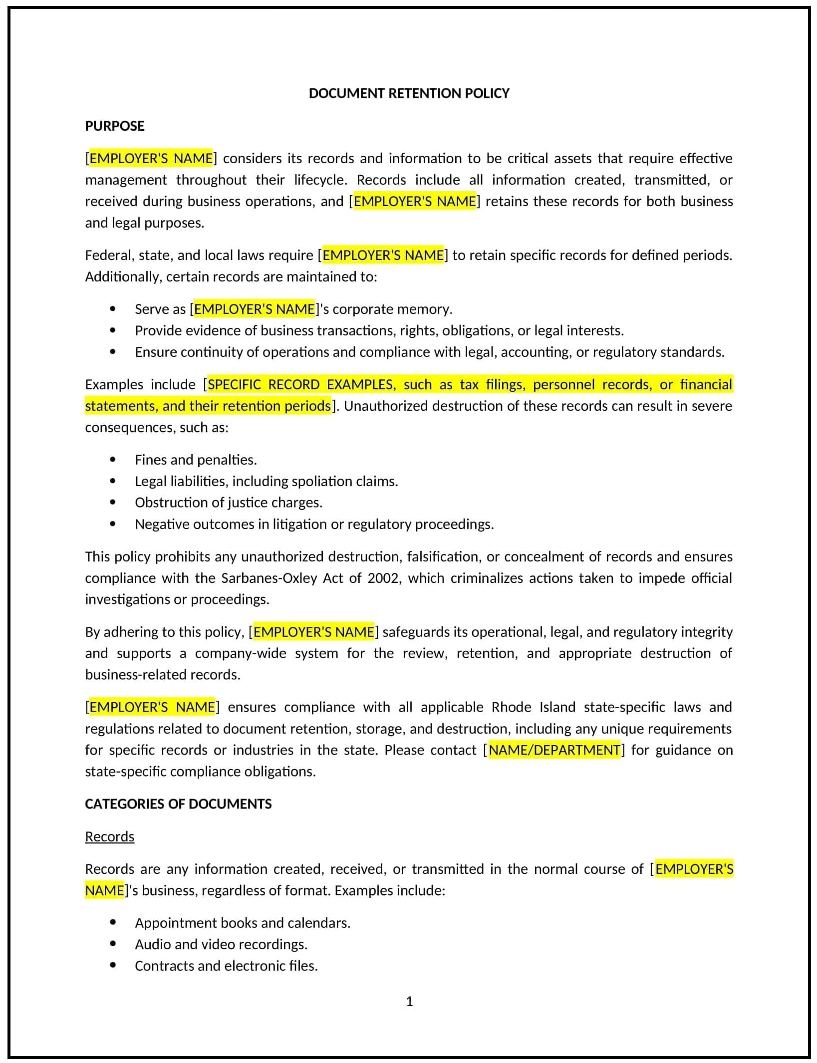 Document-Retention-Policy--Rhode-Island--1-1-1