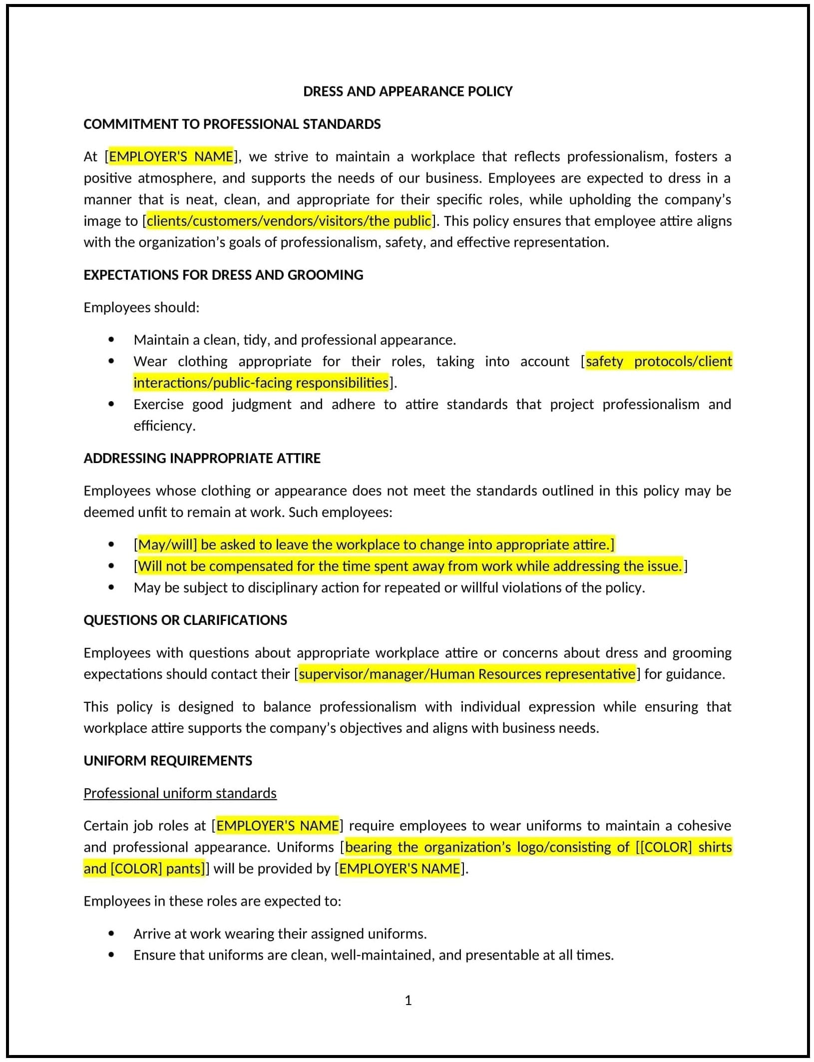 Dress-and-Appearance-Policy--Pennsylvania--1-1-1