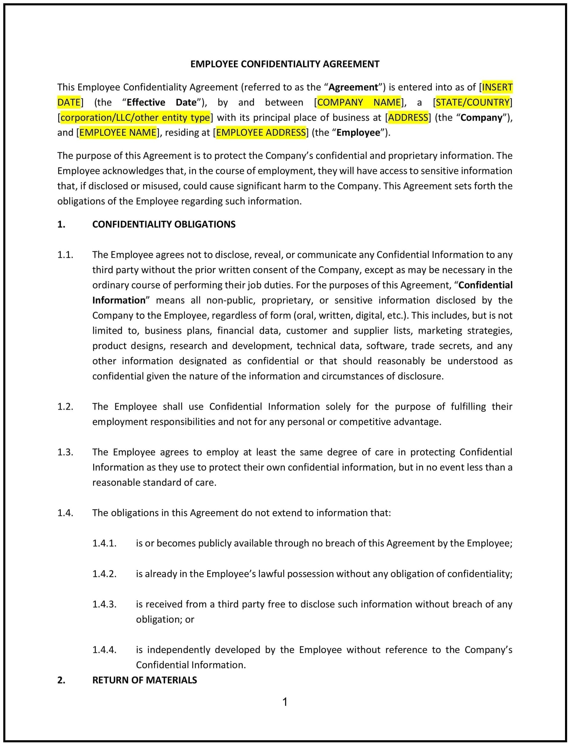 Employee-Confidentiality-Agreement--Massachusetts--1-1