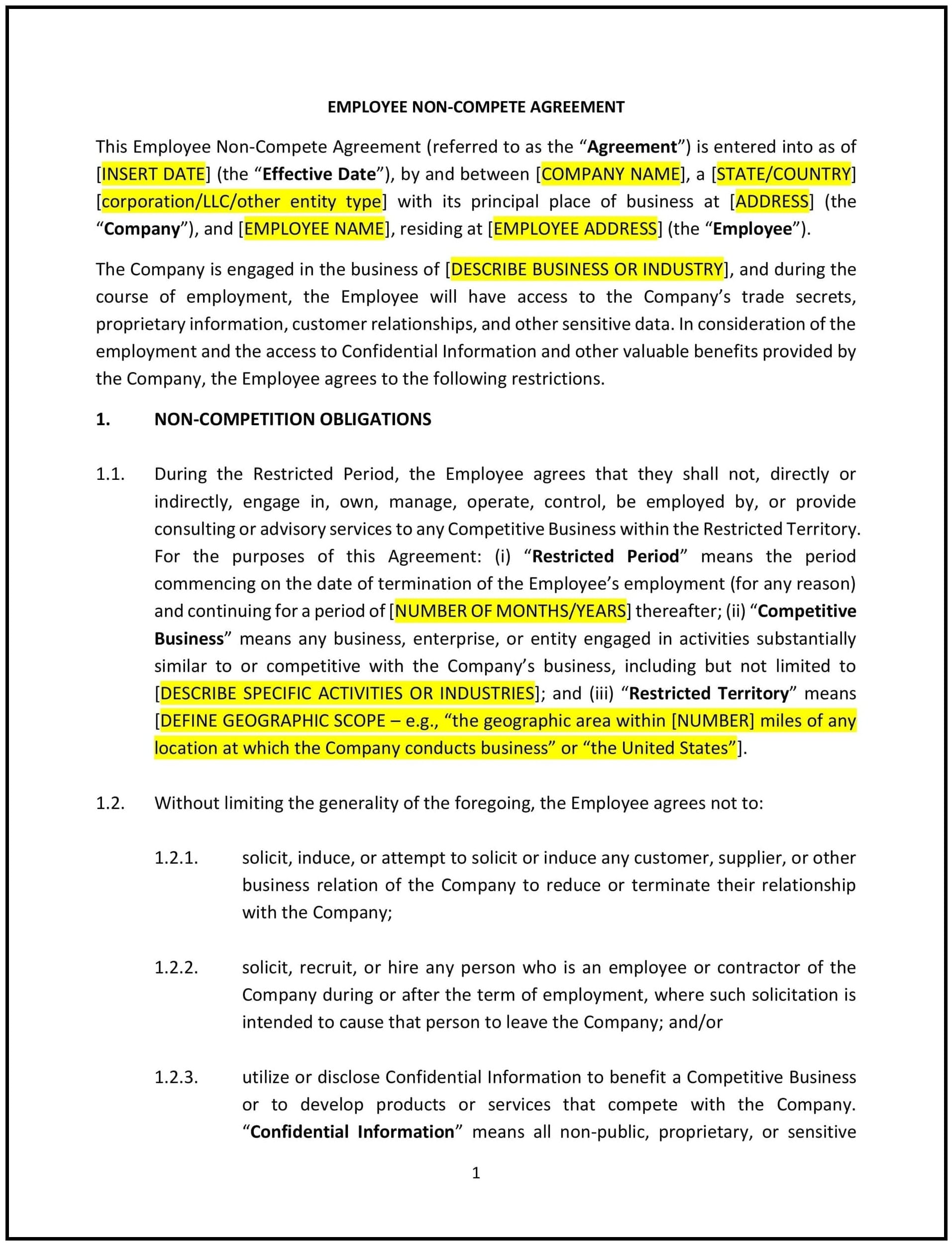 Employee-Non-Compete-Agreement--Washington--1-1