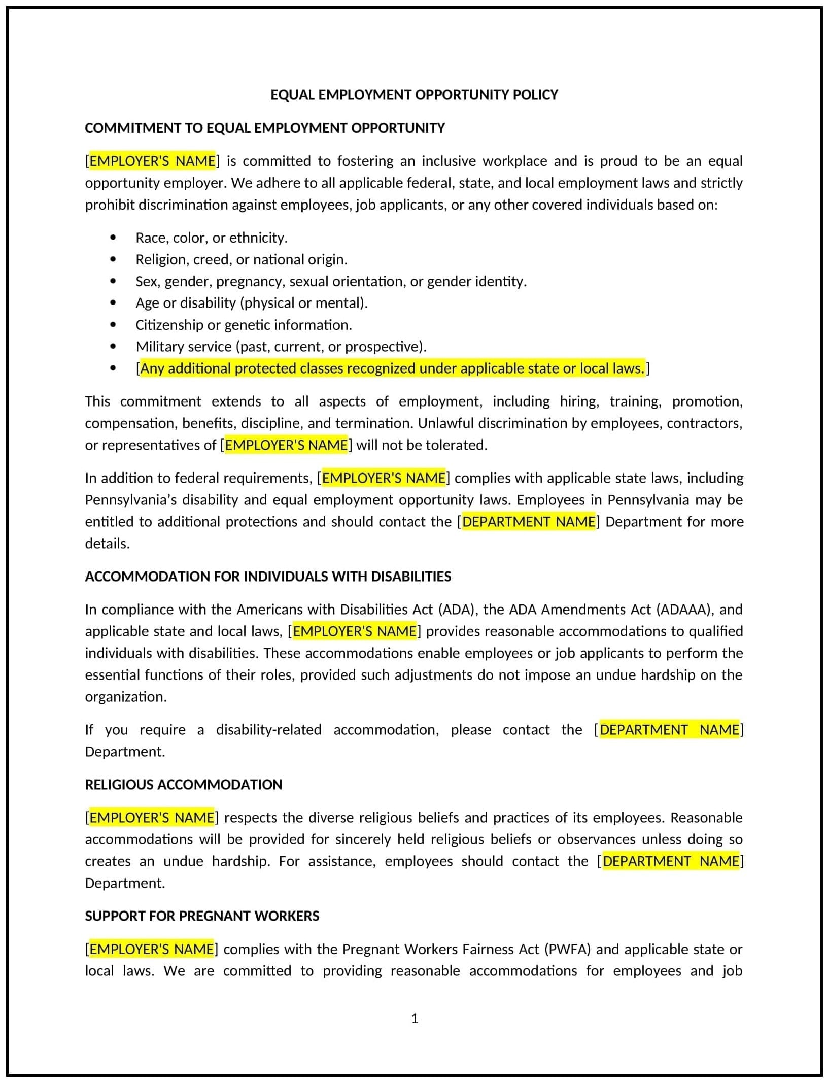 Equal-Employment-Opportunity-Policy--Pennsylvania--1-1-1