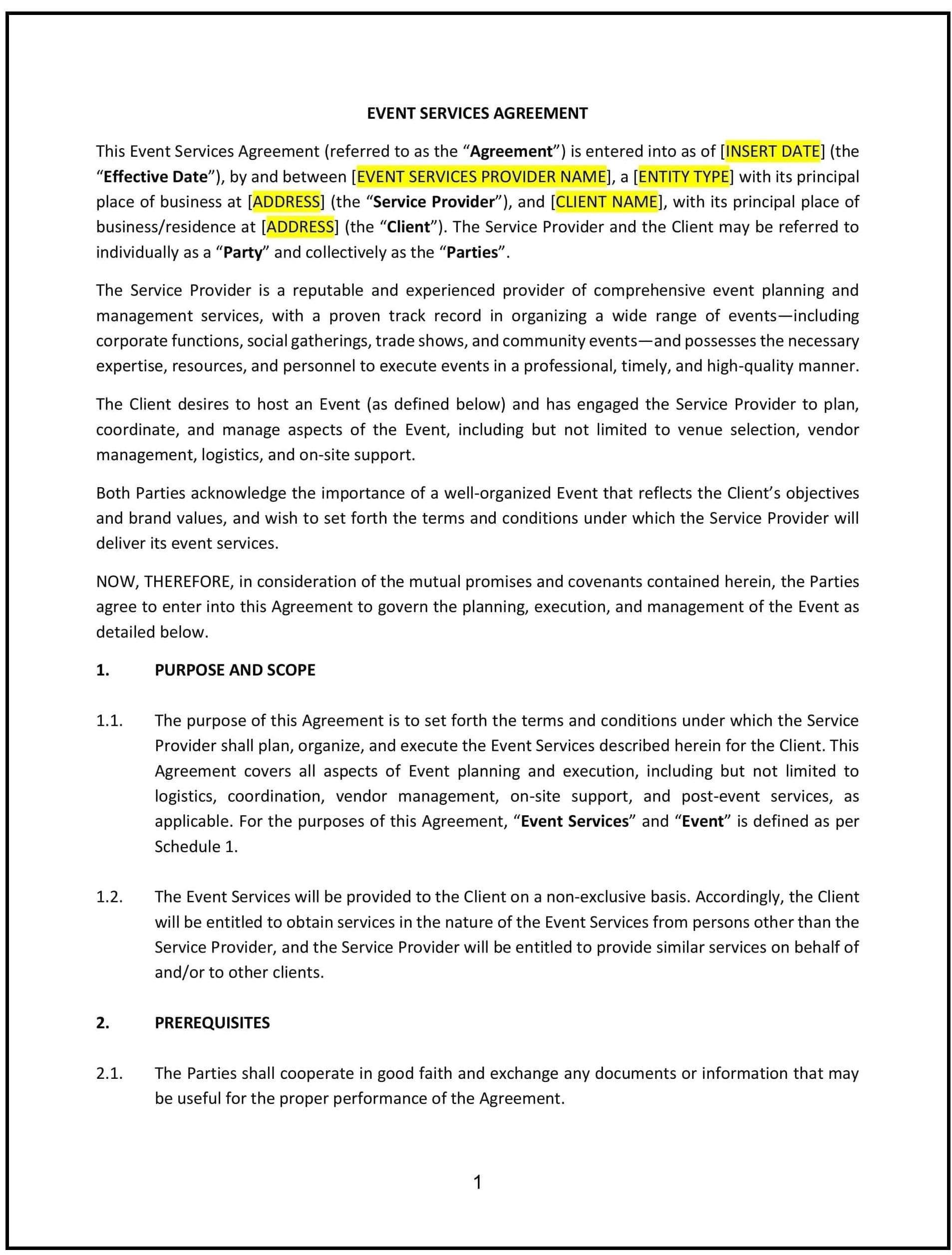Event-Services-Agreement--Connecticut--1-1-1