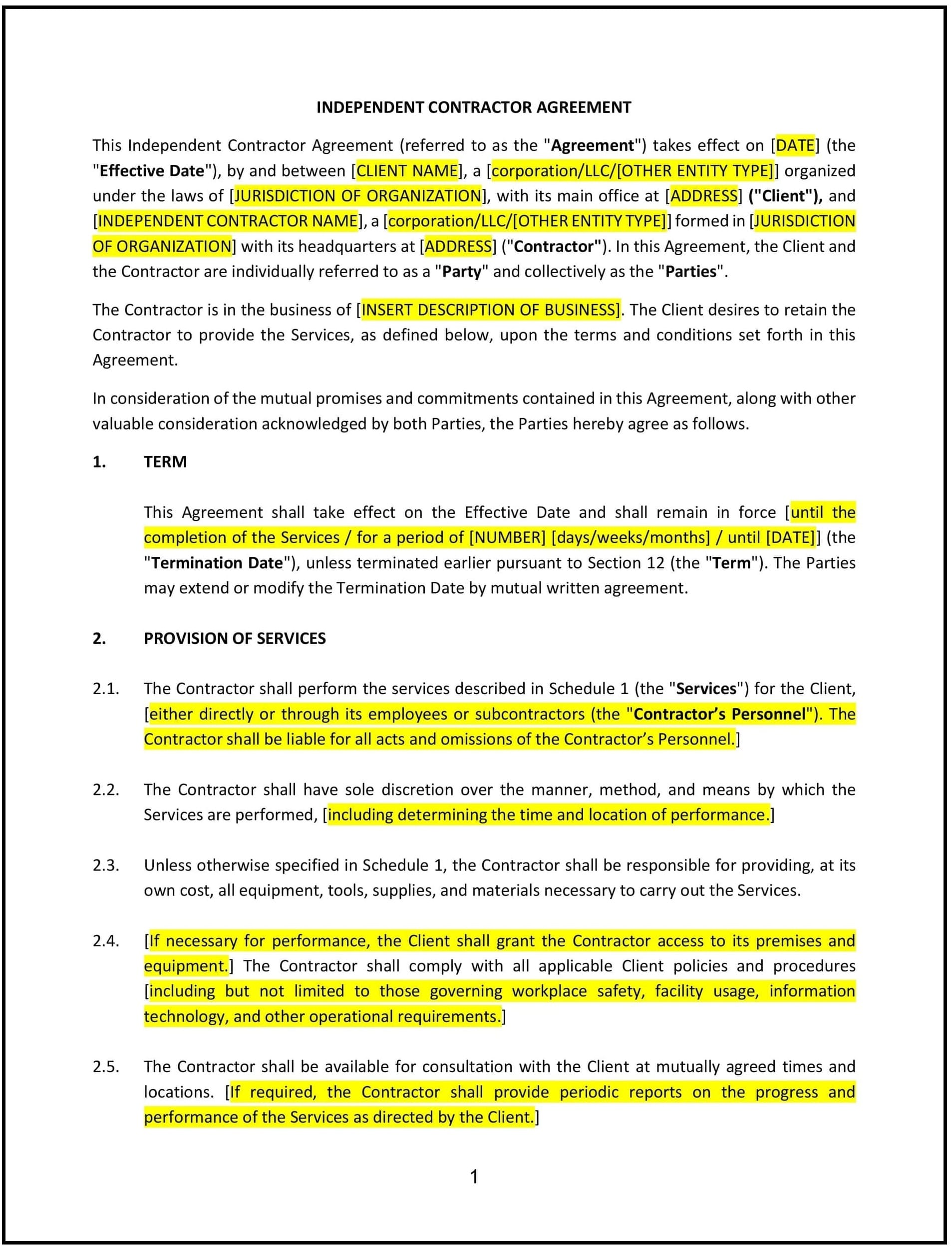 Independent-Contractor-Agreement--Michigan--1-1