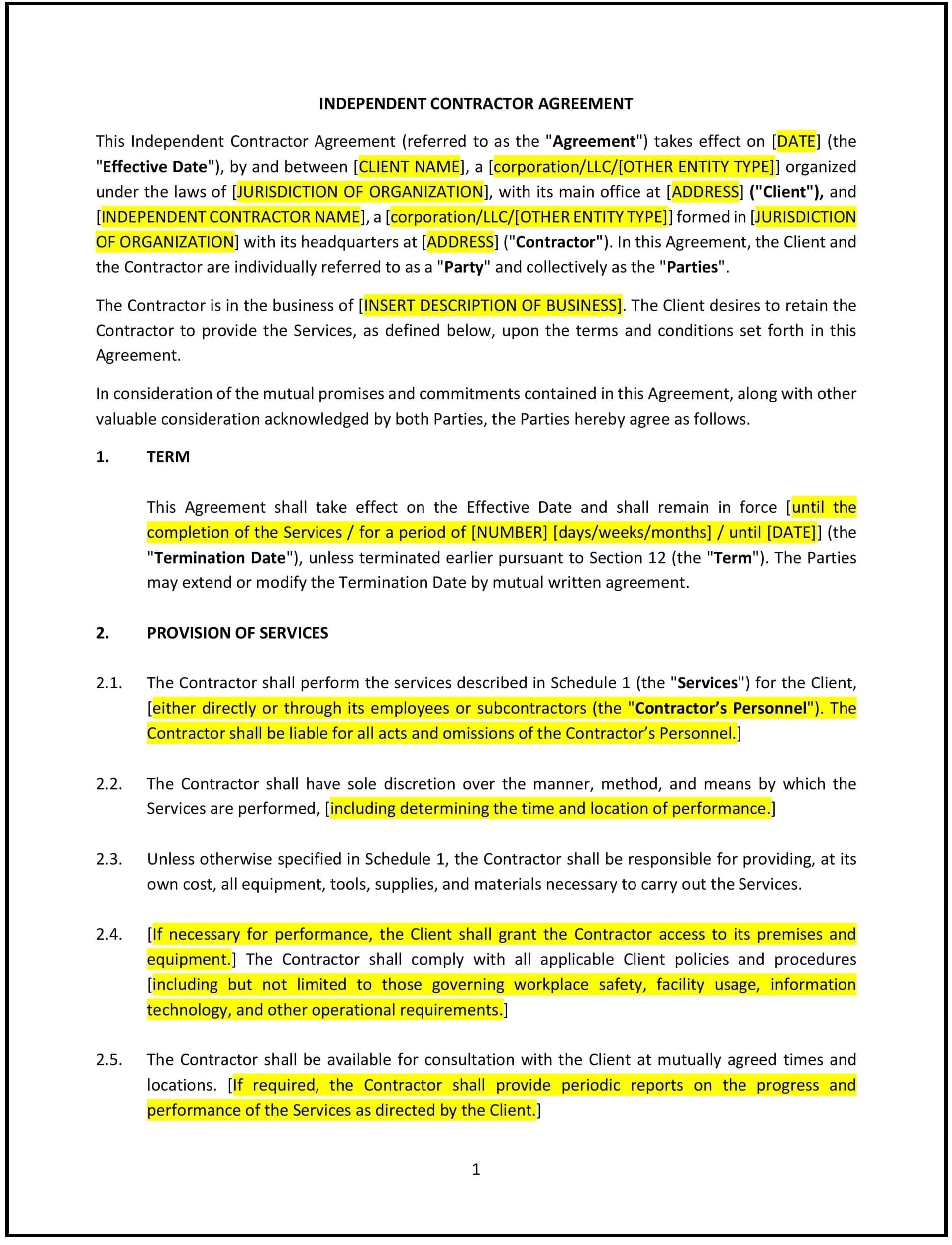 Independent-Contractor-Agreement--Ohio--1-1