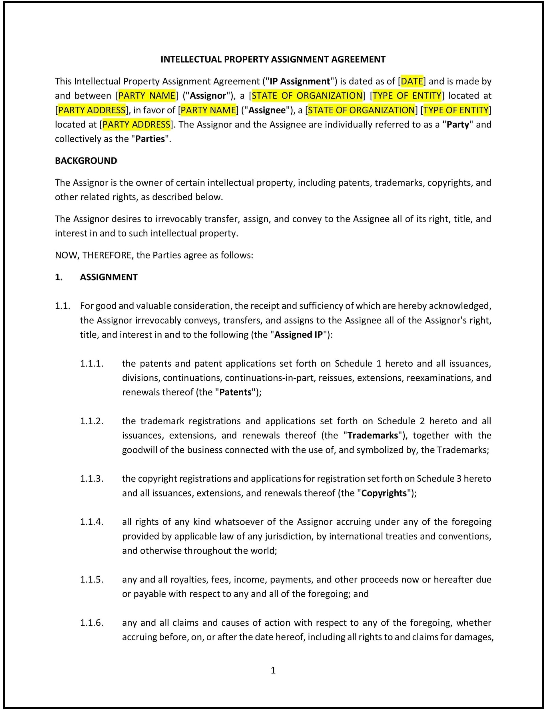 Intellectual-Property-Assignment-Agreement--Tennessee--1-1