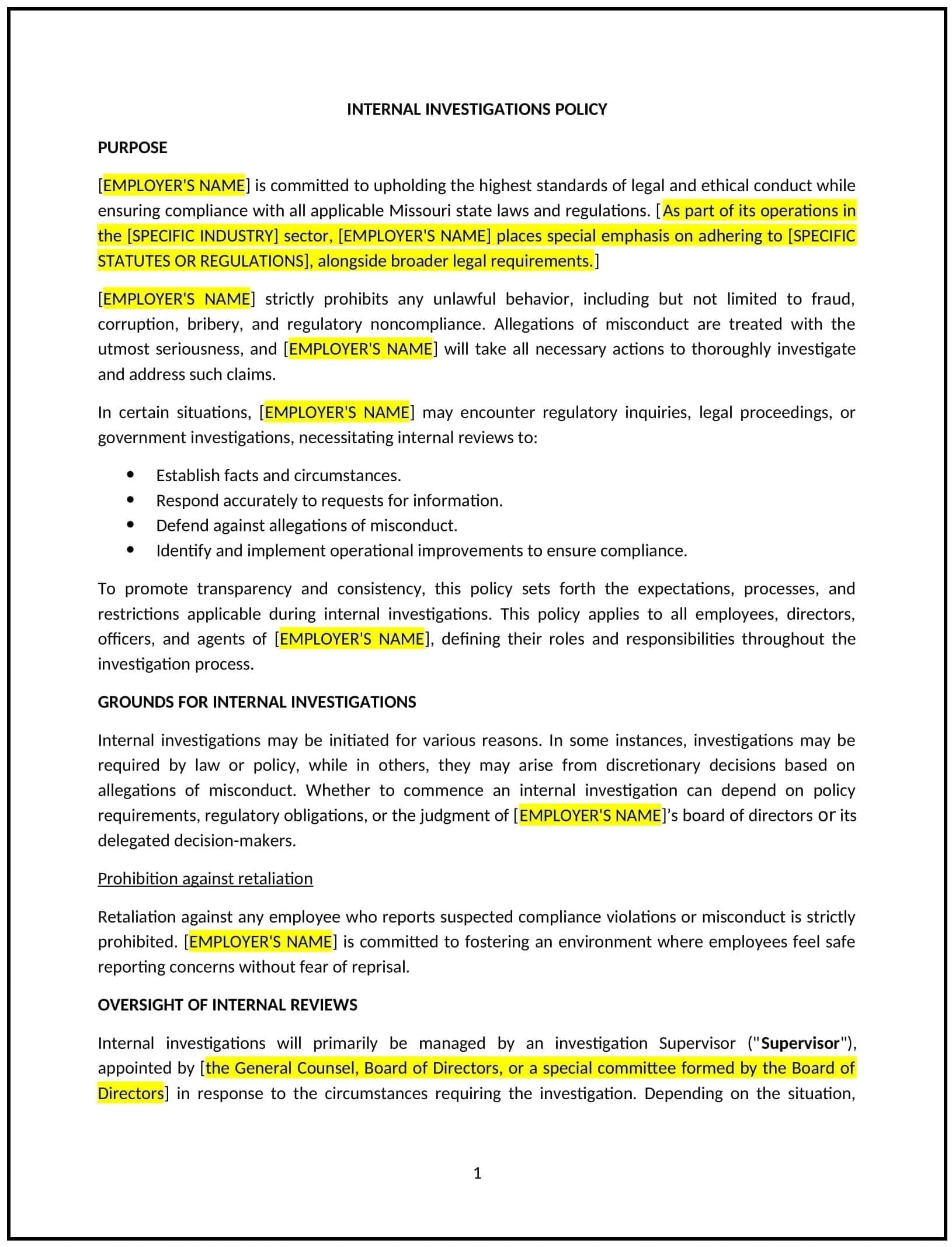 Internal-Investigations-Policy--Missouri--01-1-1