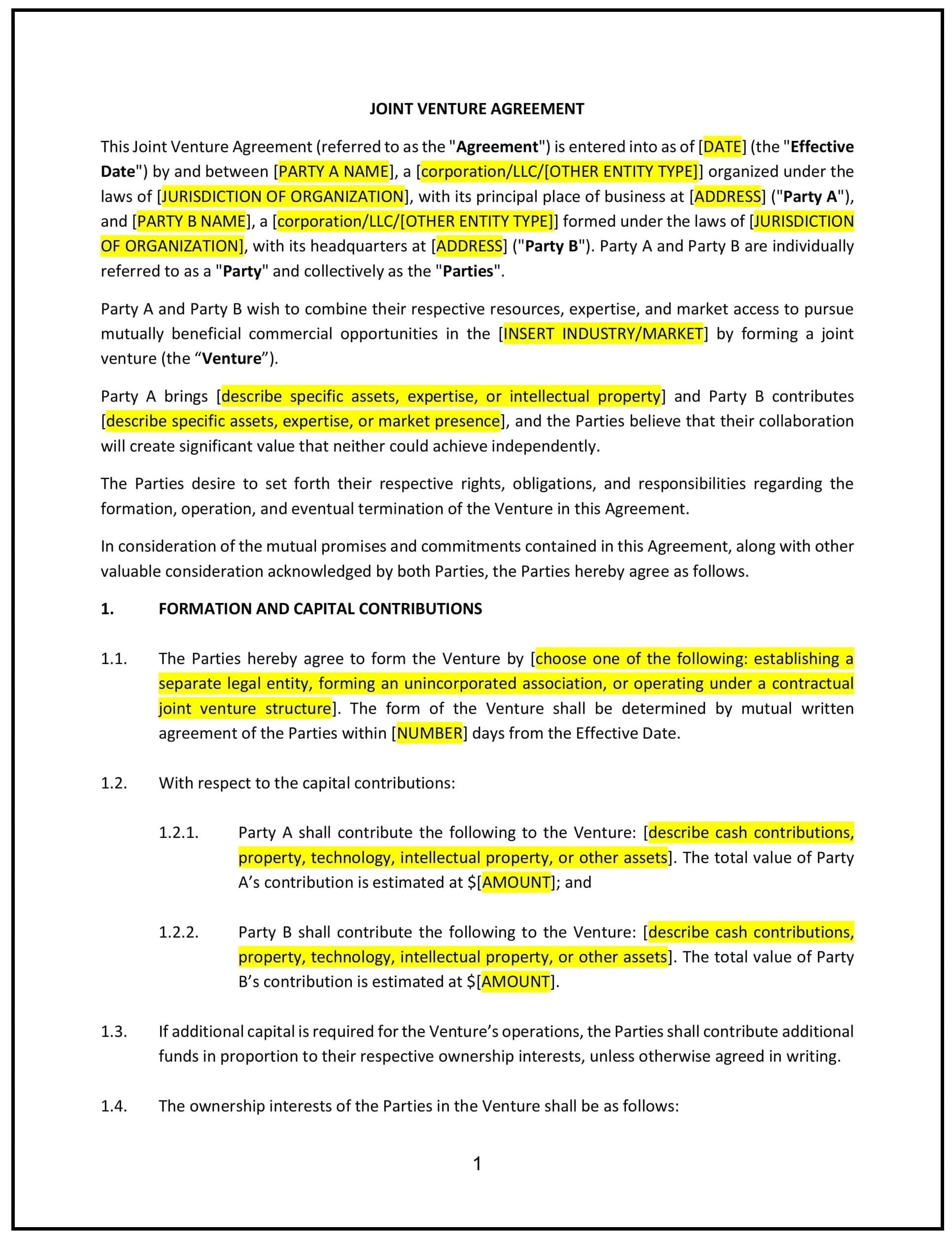 Joint-Venture-Agreement--Arizona--1-1