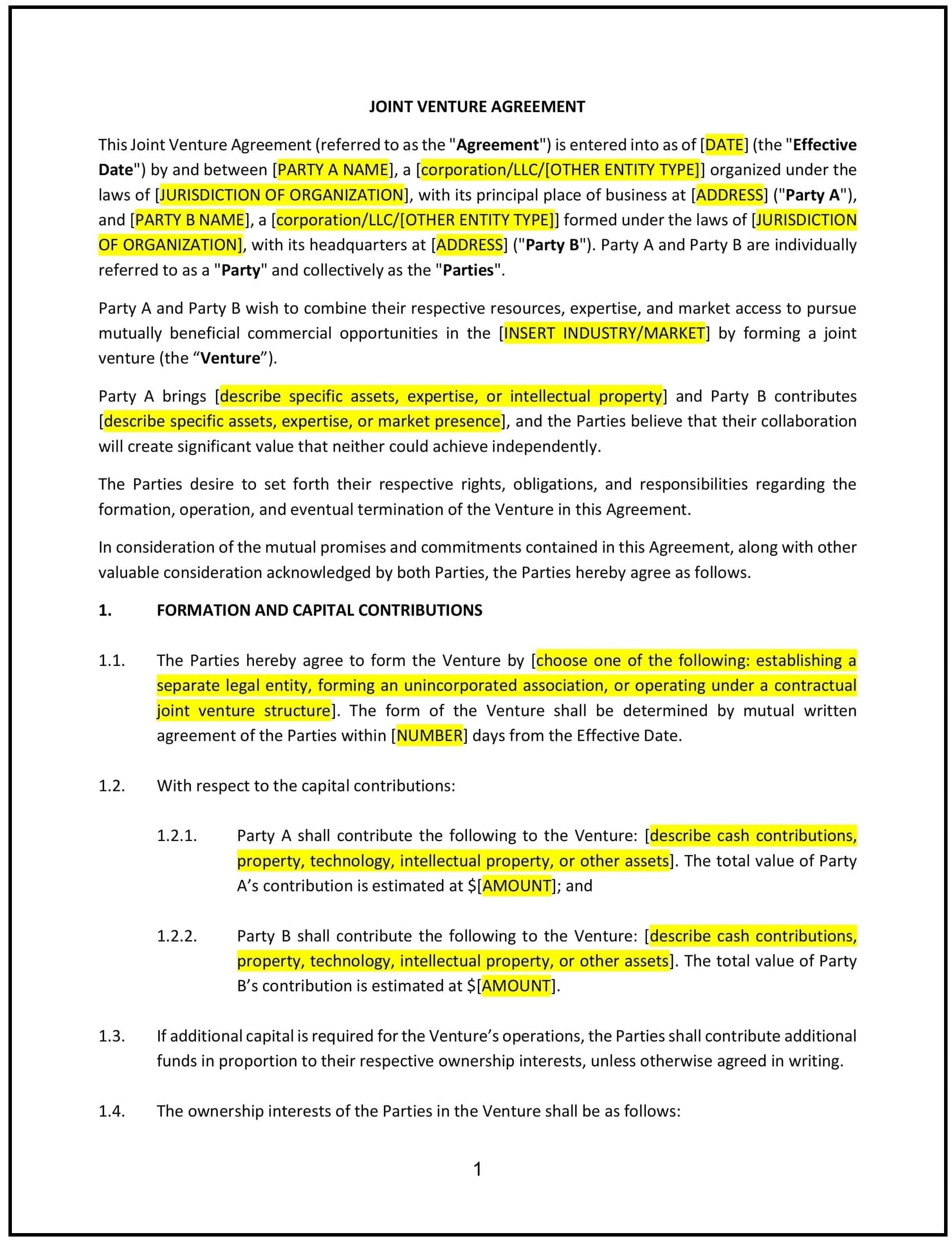 Joint-Venture-Agreement--Arkansas--1-1