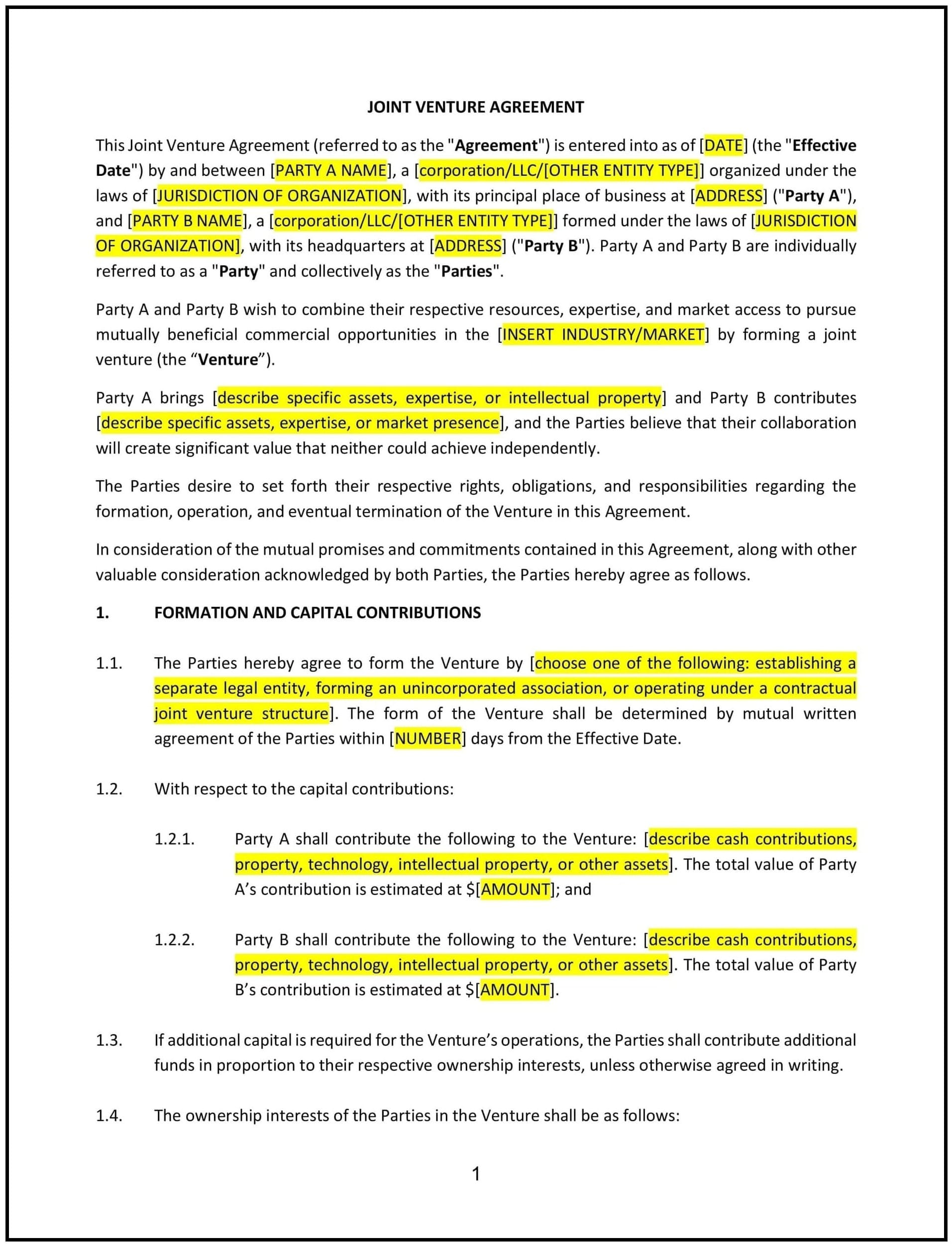 Joint-Venture-Agreement--Hawaii--1-1-1