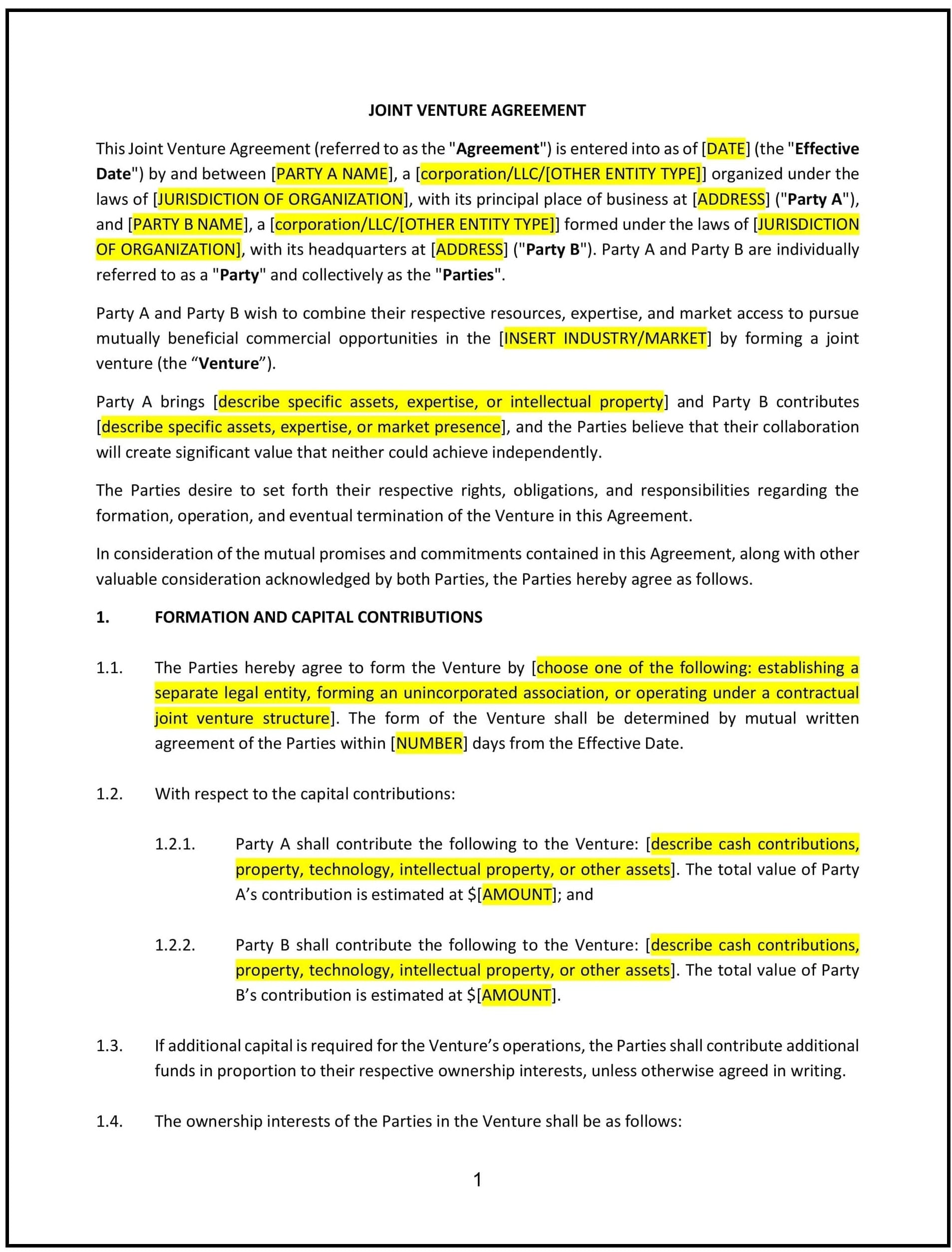 Joint-Venture-Agreement--Idaho--1-1