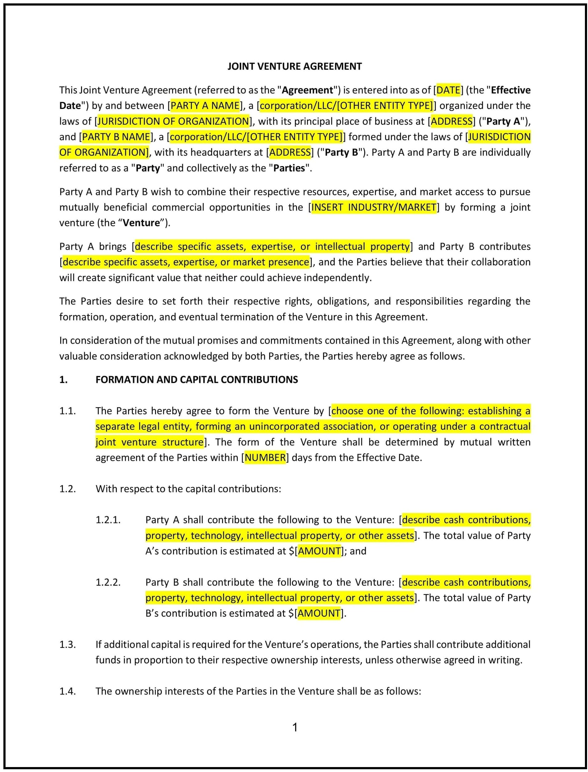 Joint-Venture-Agreement--Kentucky--1-1