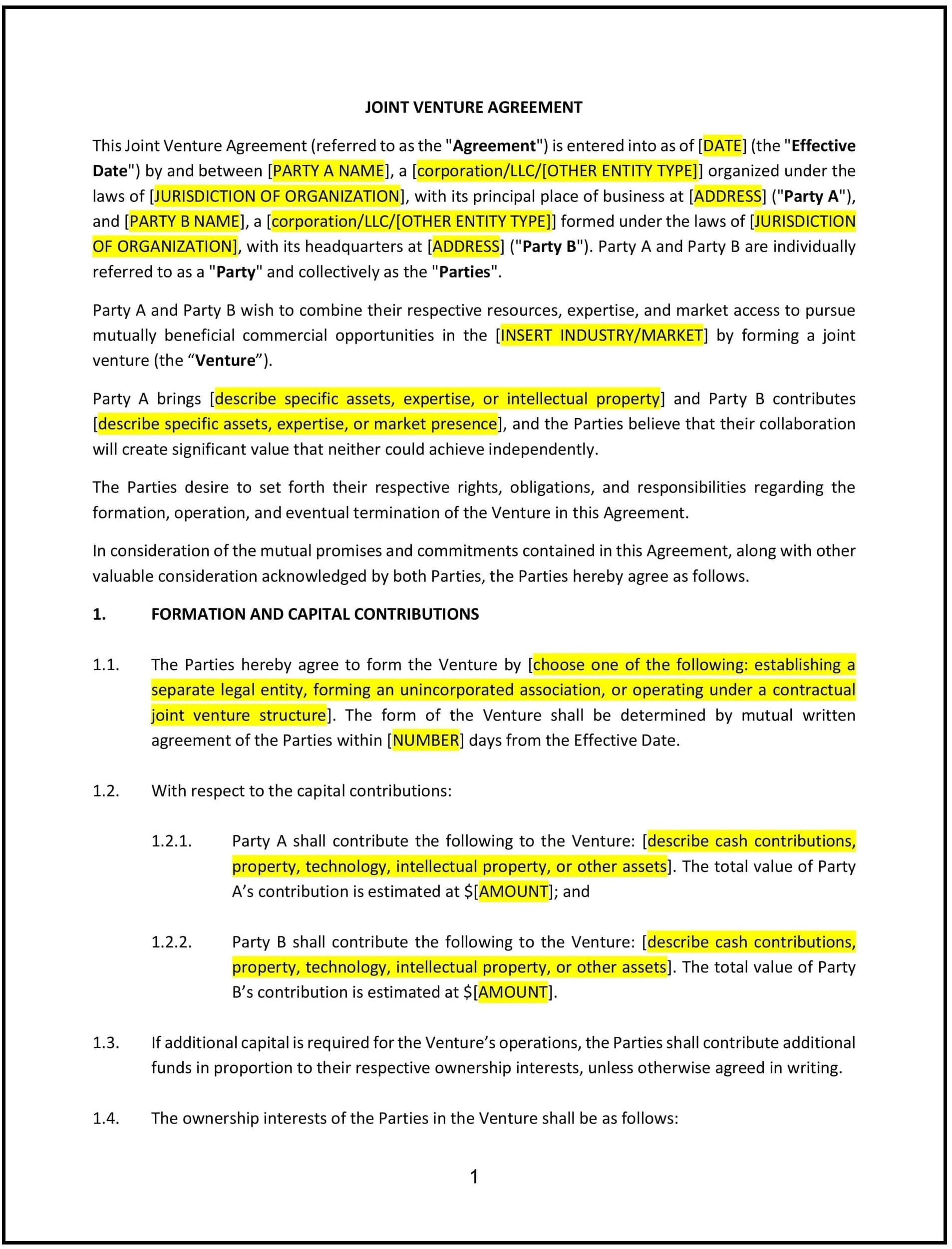 Joint-Venture-Agreement--Minnesota--1-1