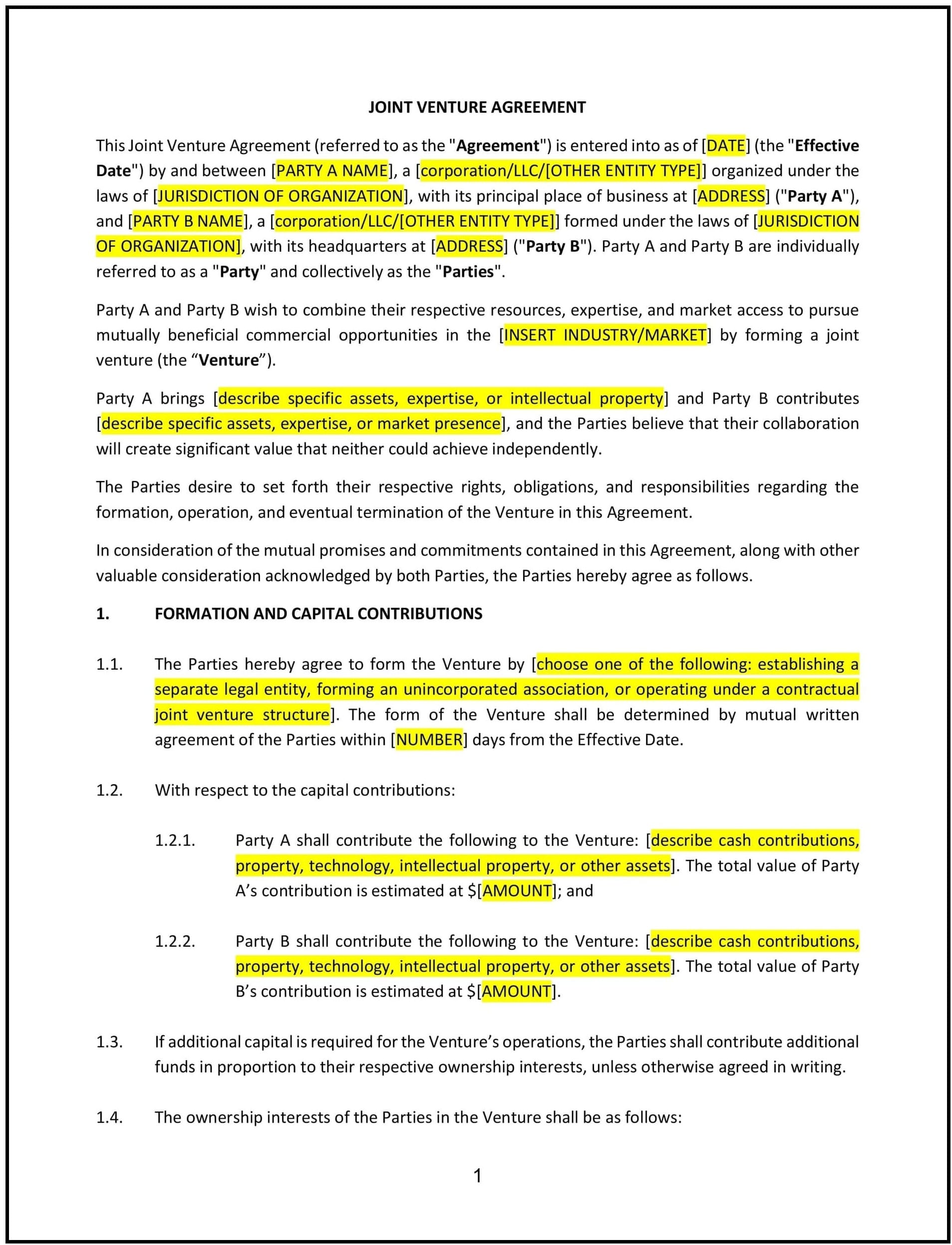 Joint-Venture-Agreement--Mississippi--1-1