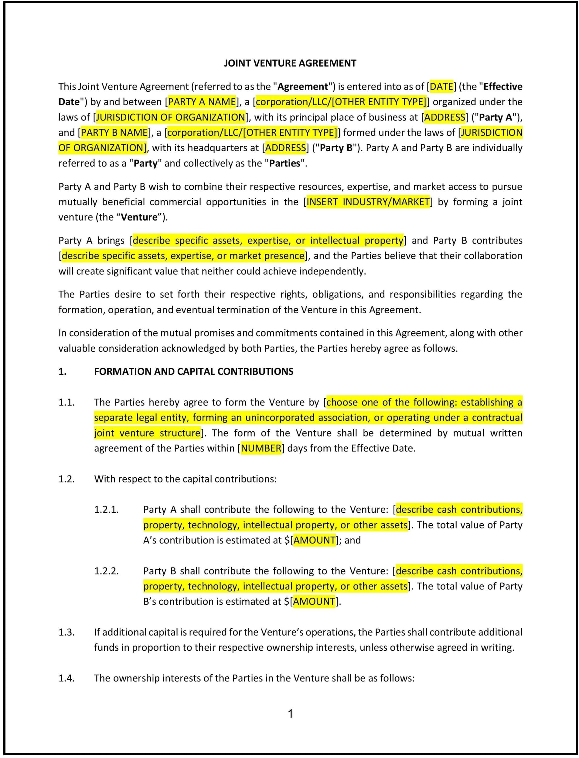 Joint-Venture-Agreement--Missouri--1-1