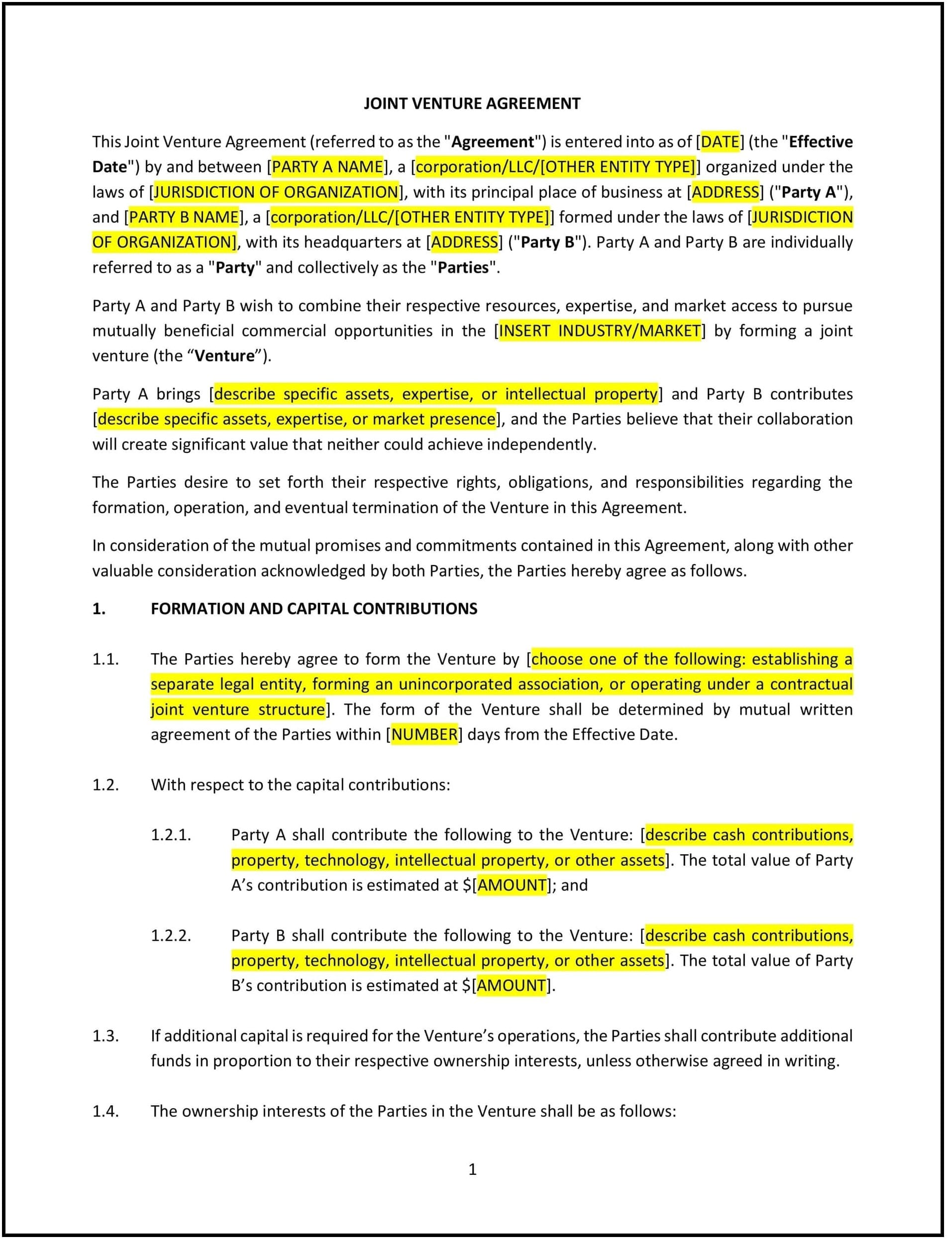 Joint-Venture-Agreement--Oregon--1-1