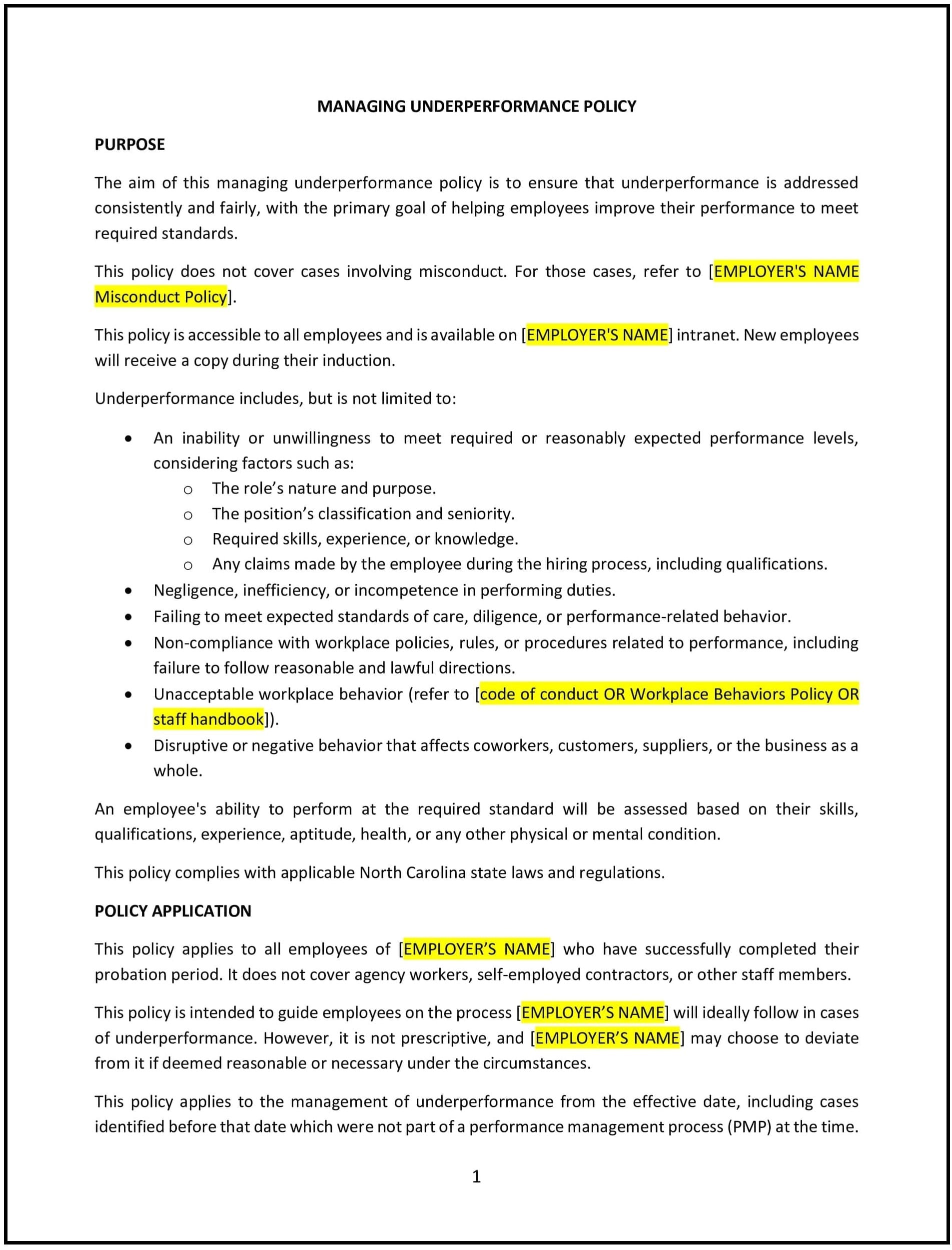Managing-Underperformance-Policy--North-Carolina--1-1