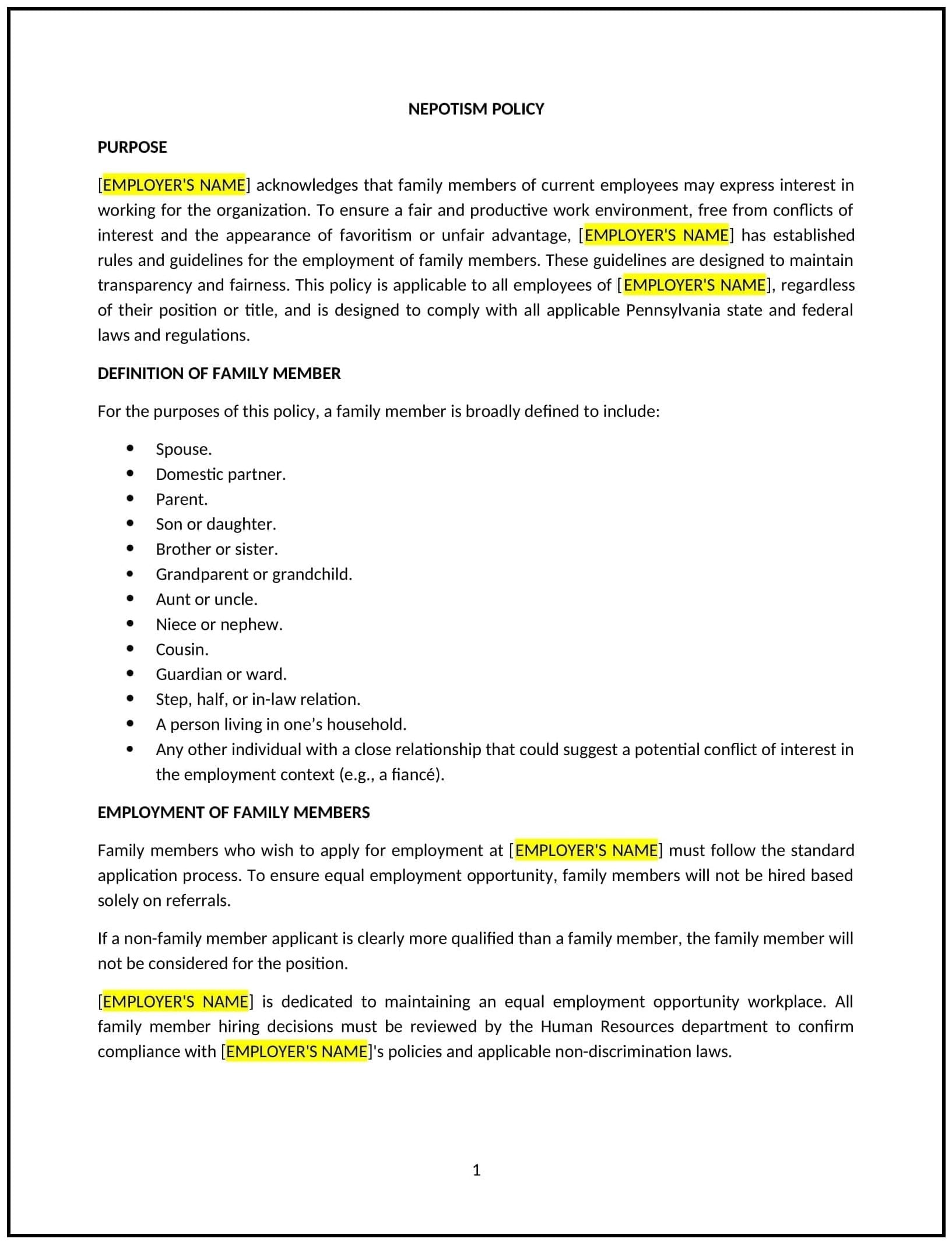 Nepotism-Policy--Pennsylvania--1-1-1