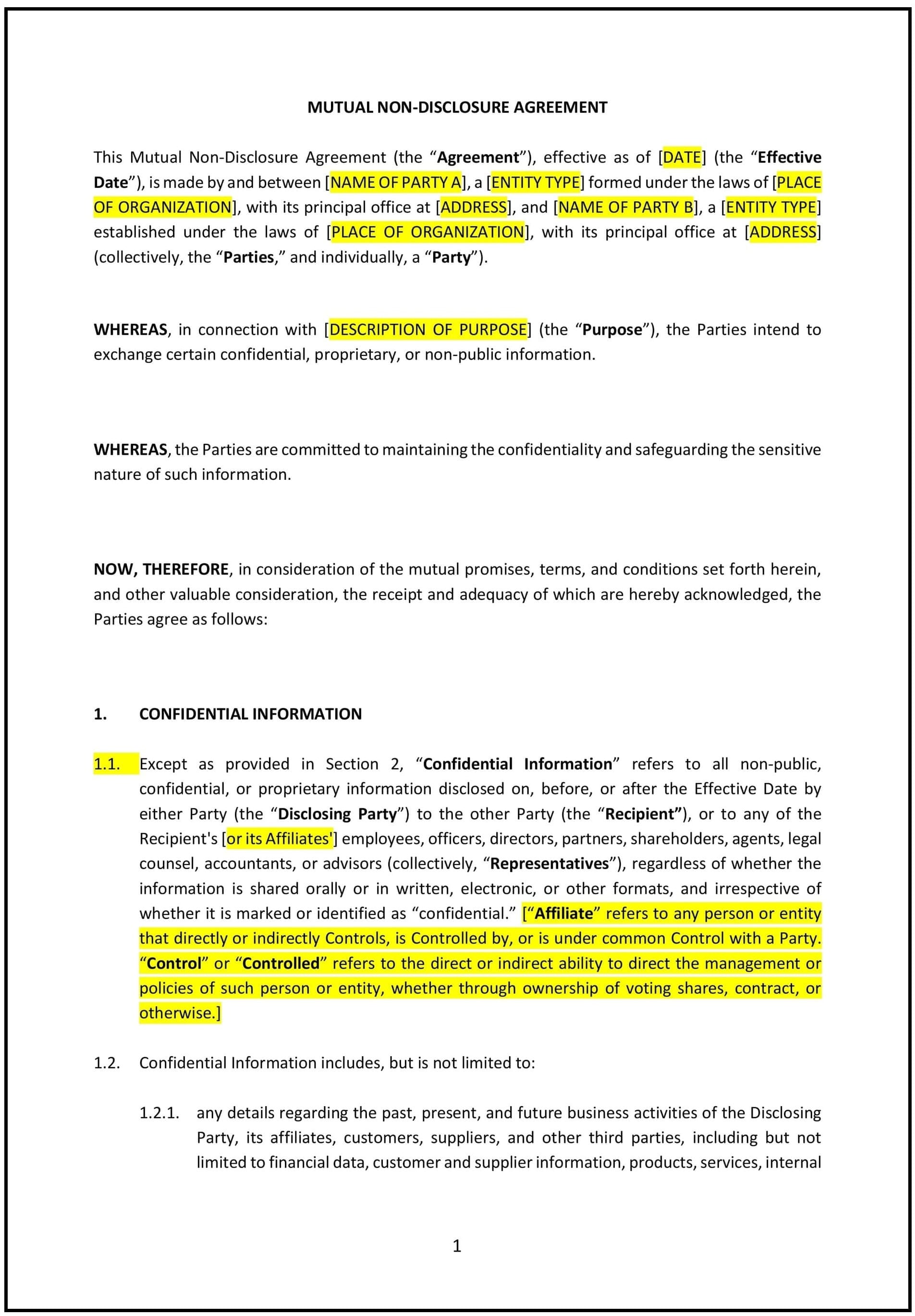 Non-Disclosure-Agreement--Mutual---Nevada--1-1