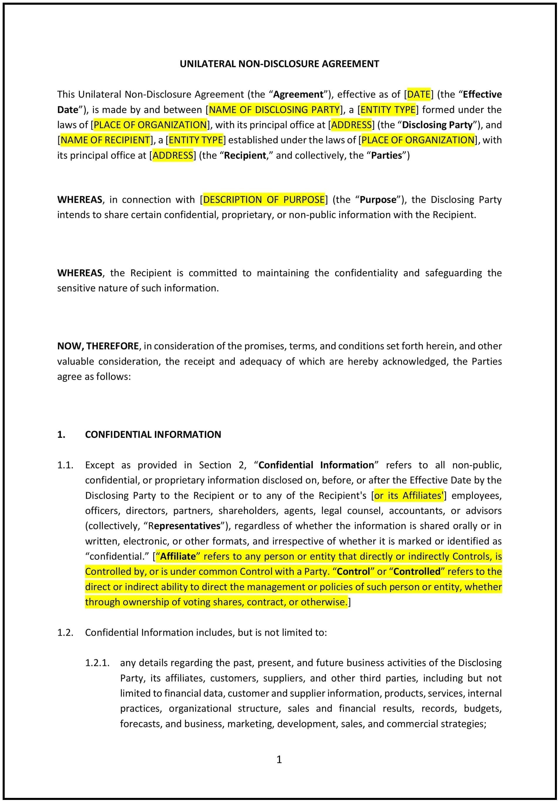 Non-Disclosure-Agreement--Unilateral---New-York--1-1