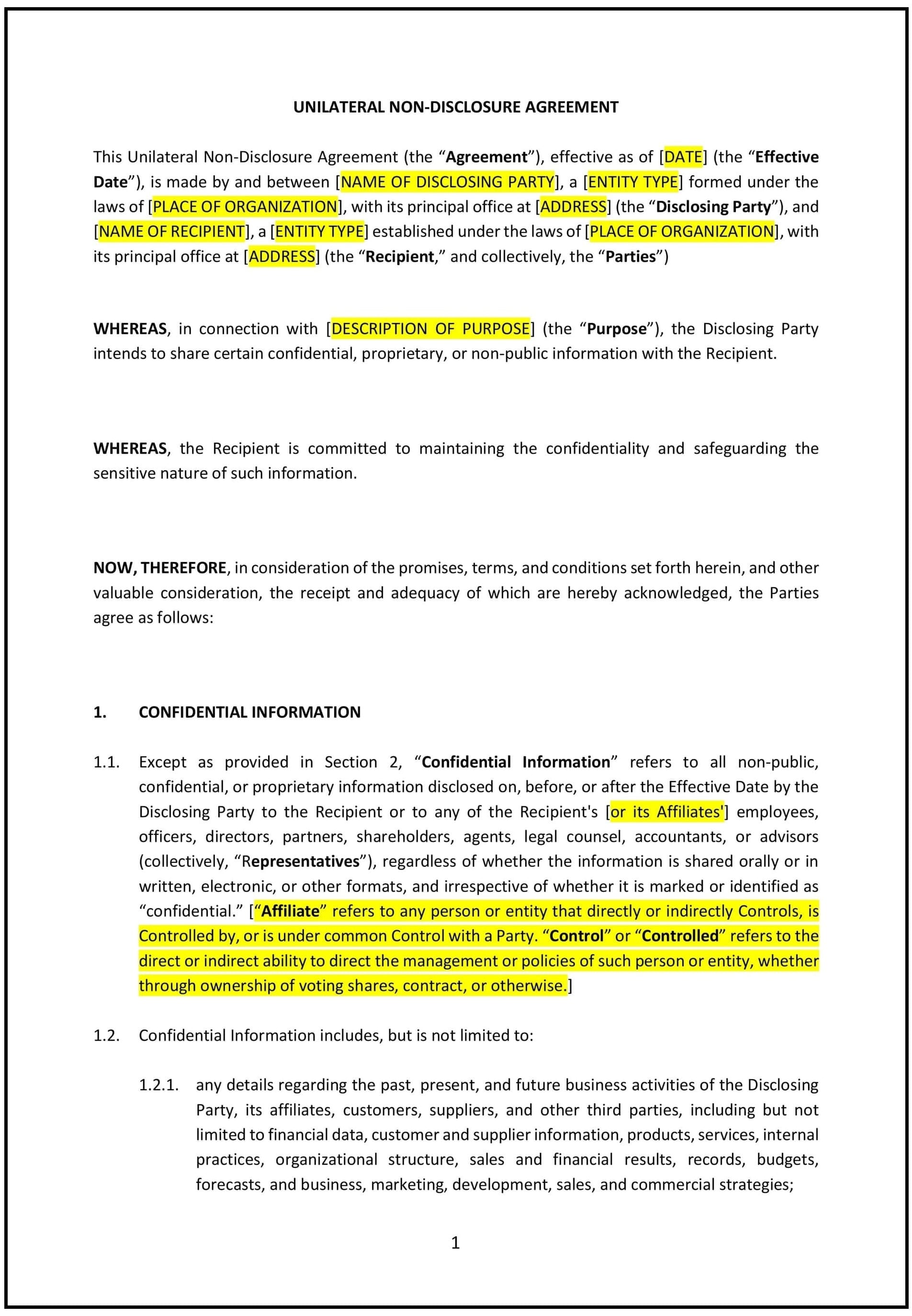 Non-Disclosure-Agreement--Unilateral---Oklahoma--1-1
