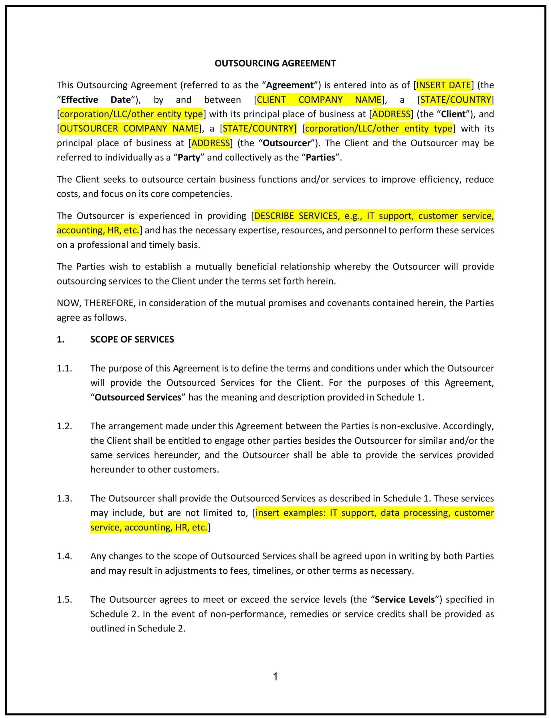 Outsourcing-Agreement--California--1-1