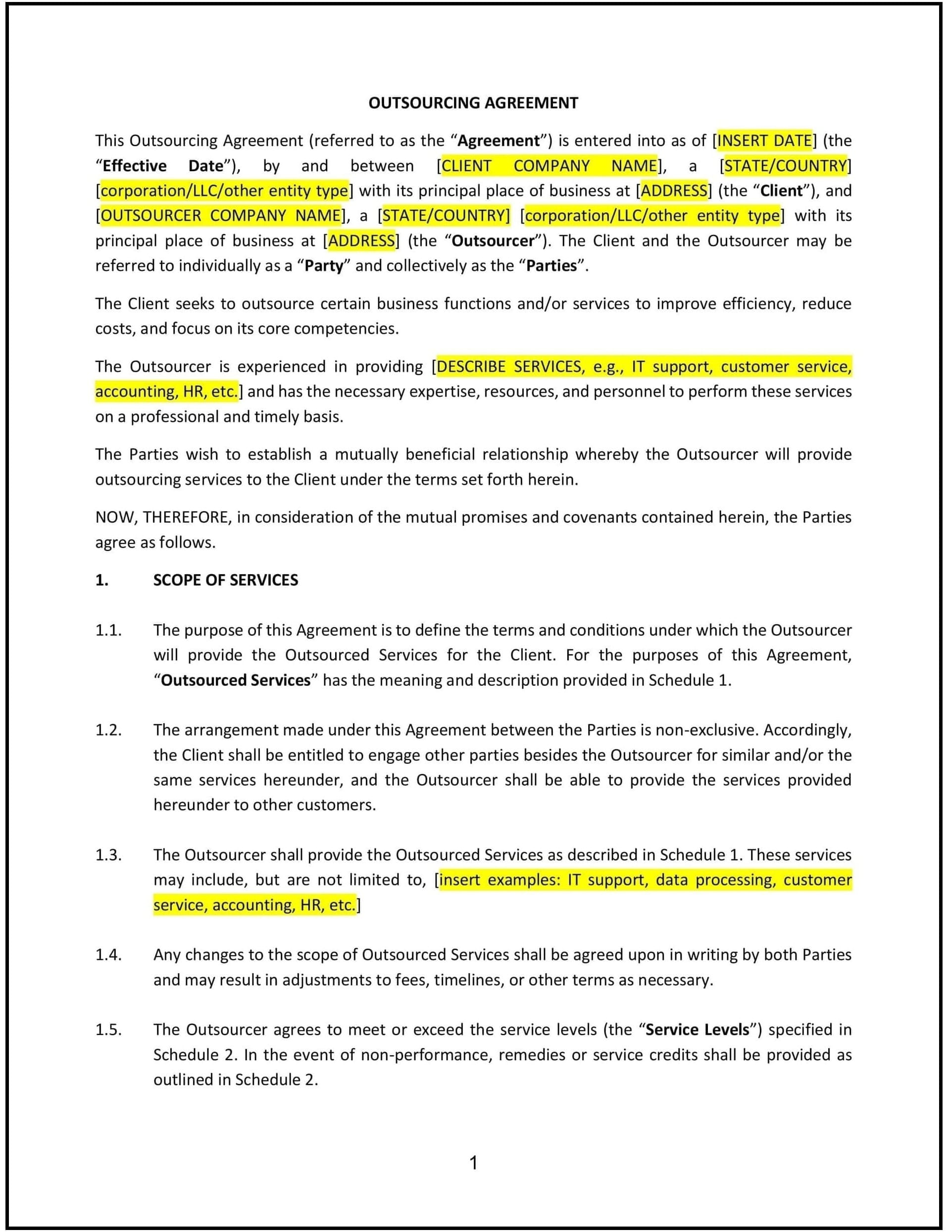 Outsourcing-Agreement--Delaware--1-1-1-1