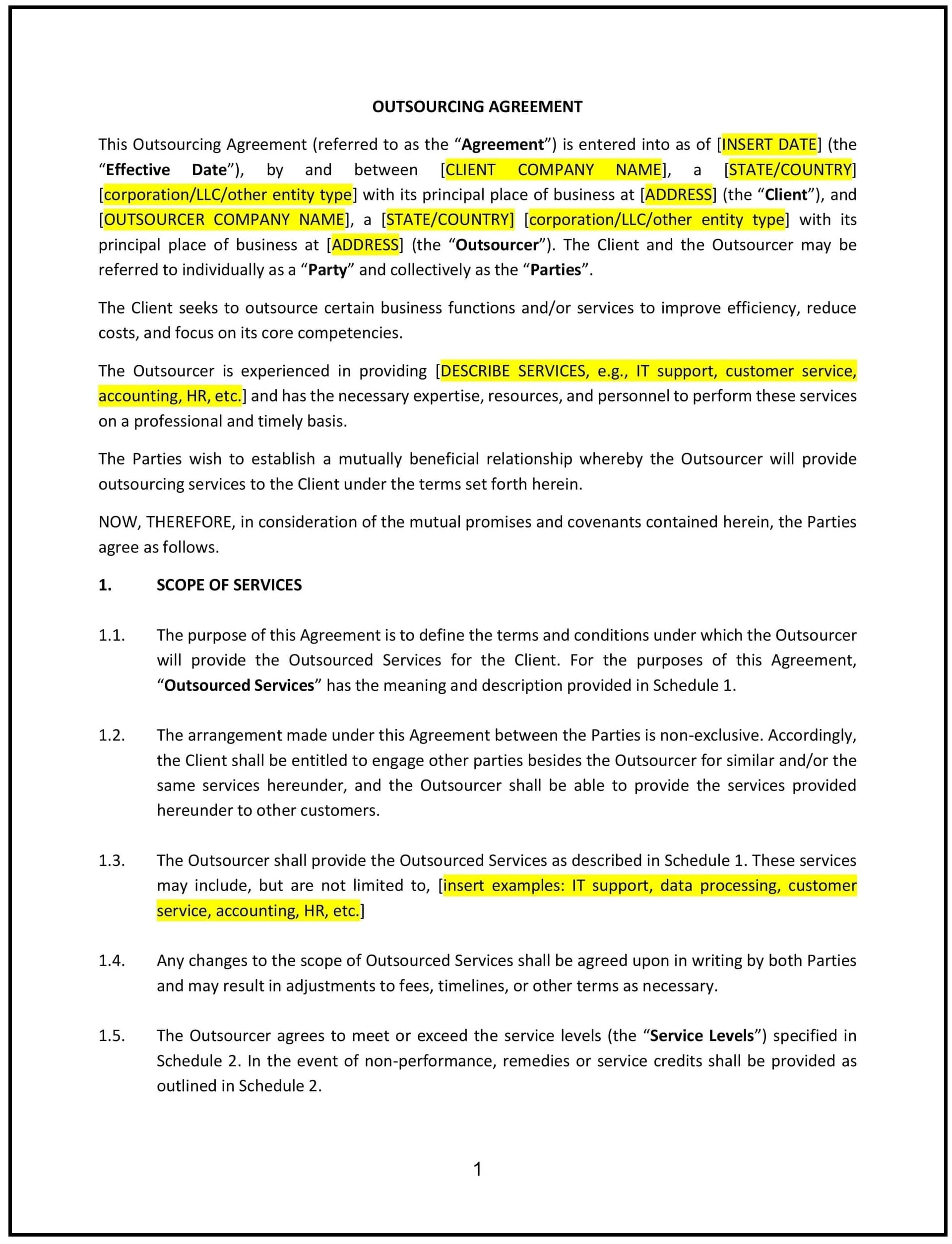 Outsourcing-Agreement--Idaho--1-1