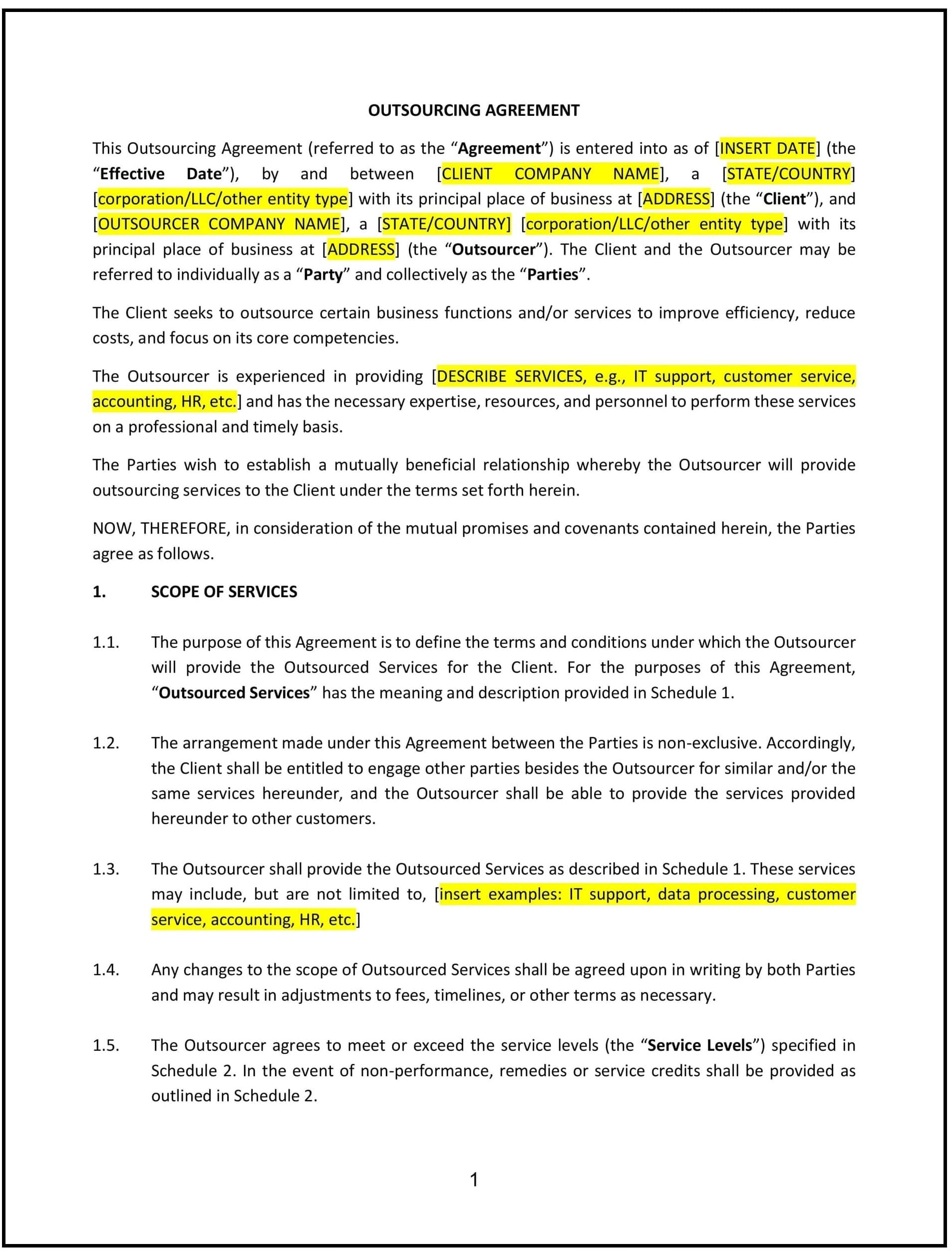 Outsourcing-Agreement--New-York--1-1