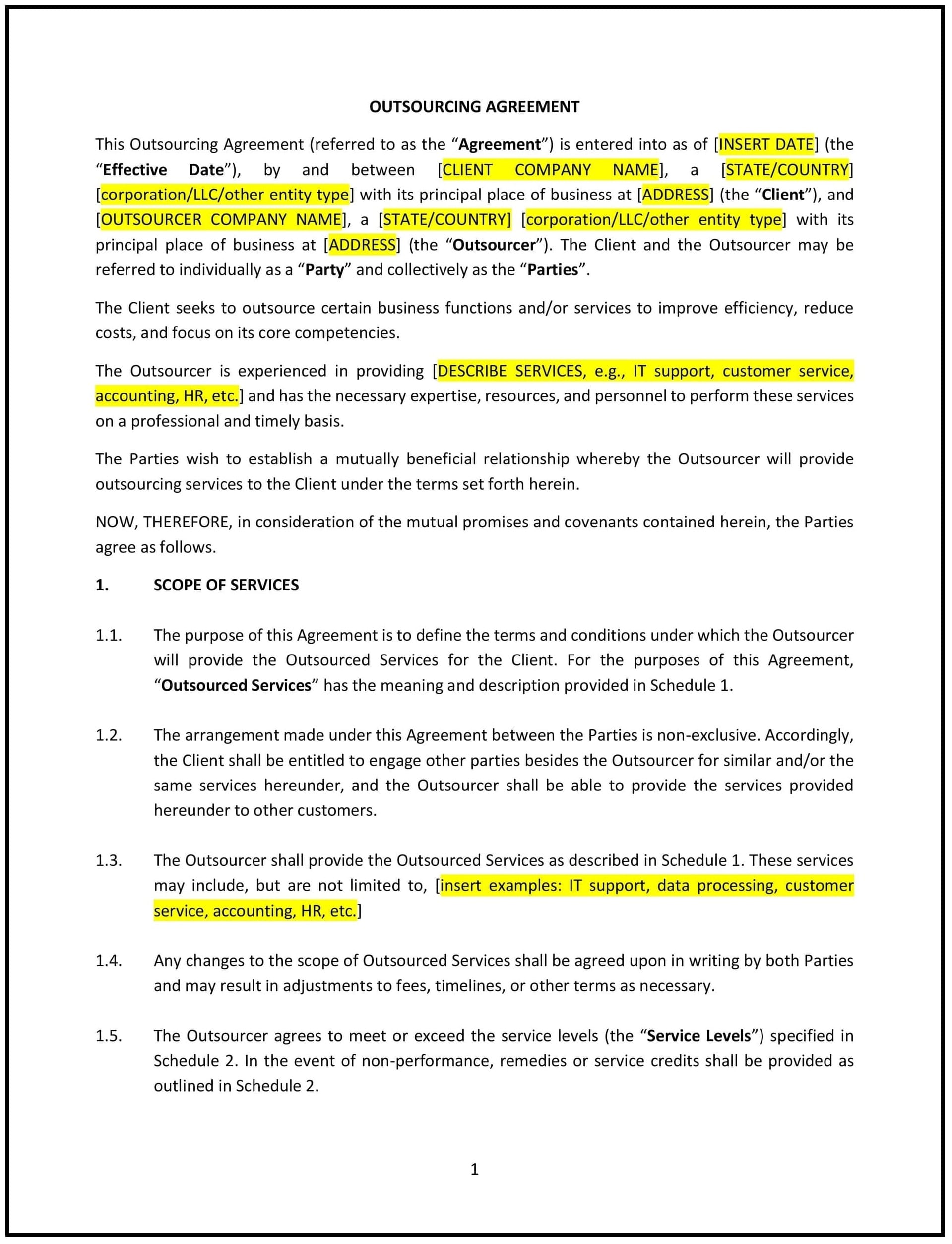 Outsourcing-Agreement--South-Carolina--1-1