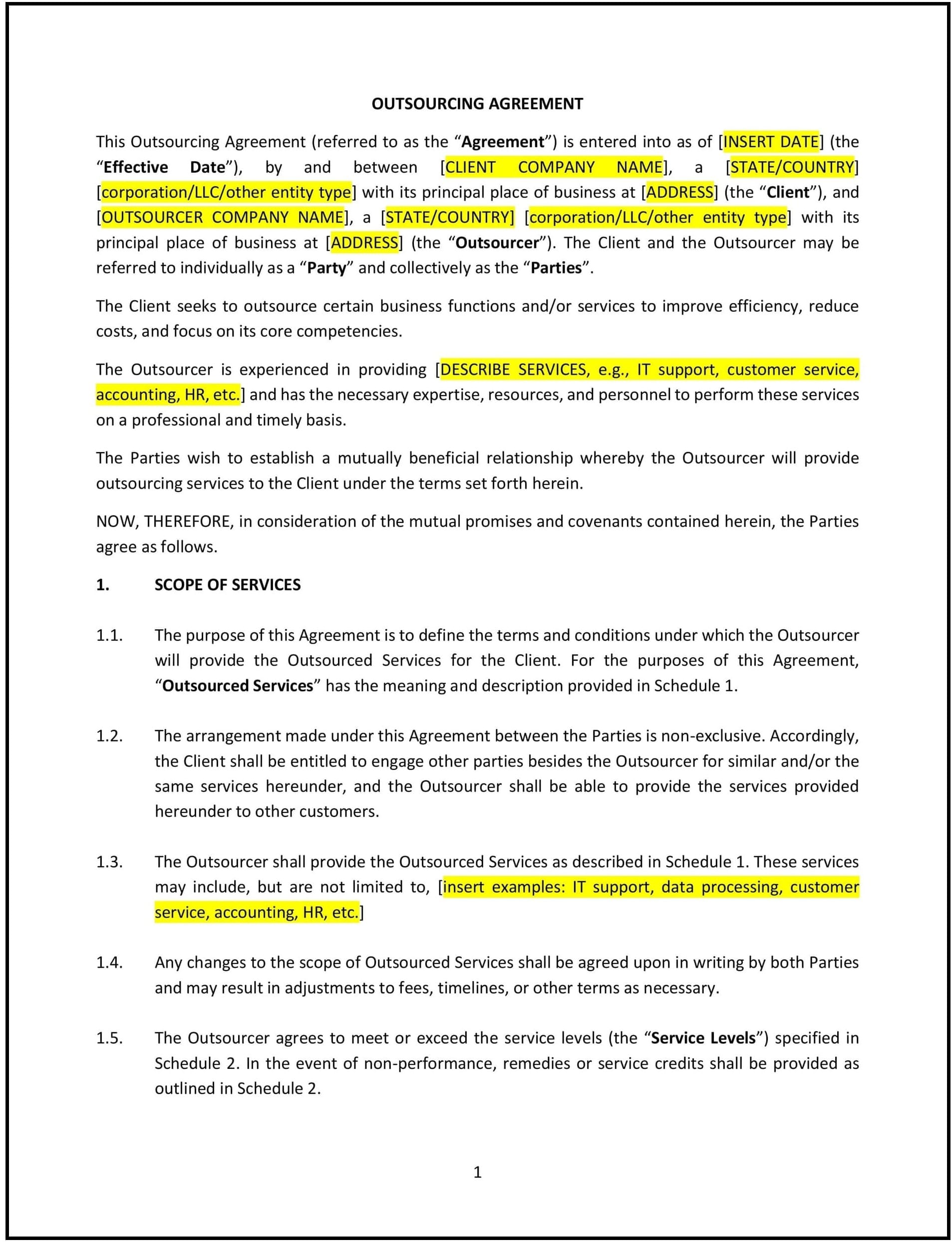 Outsourcing-Agreement--Utah--1-1